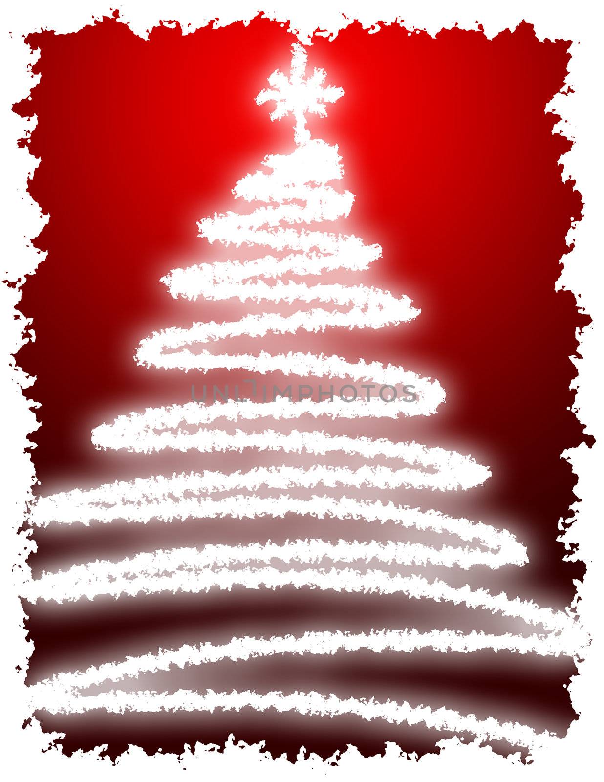 Artistic Christmas Tree with Red Background Gradation