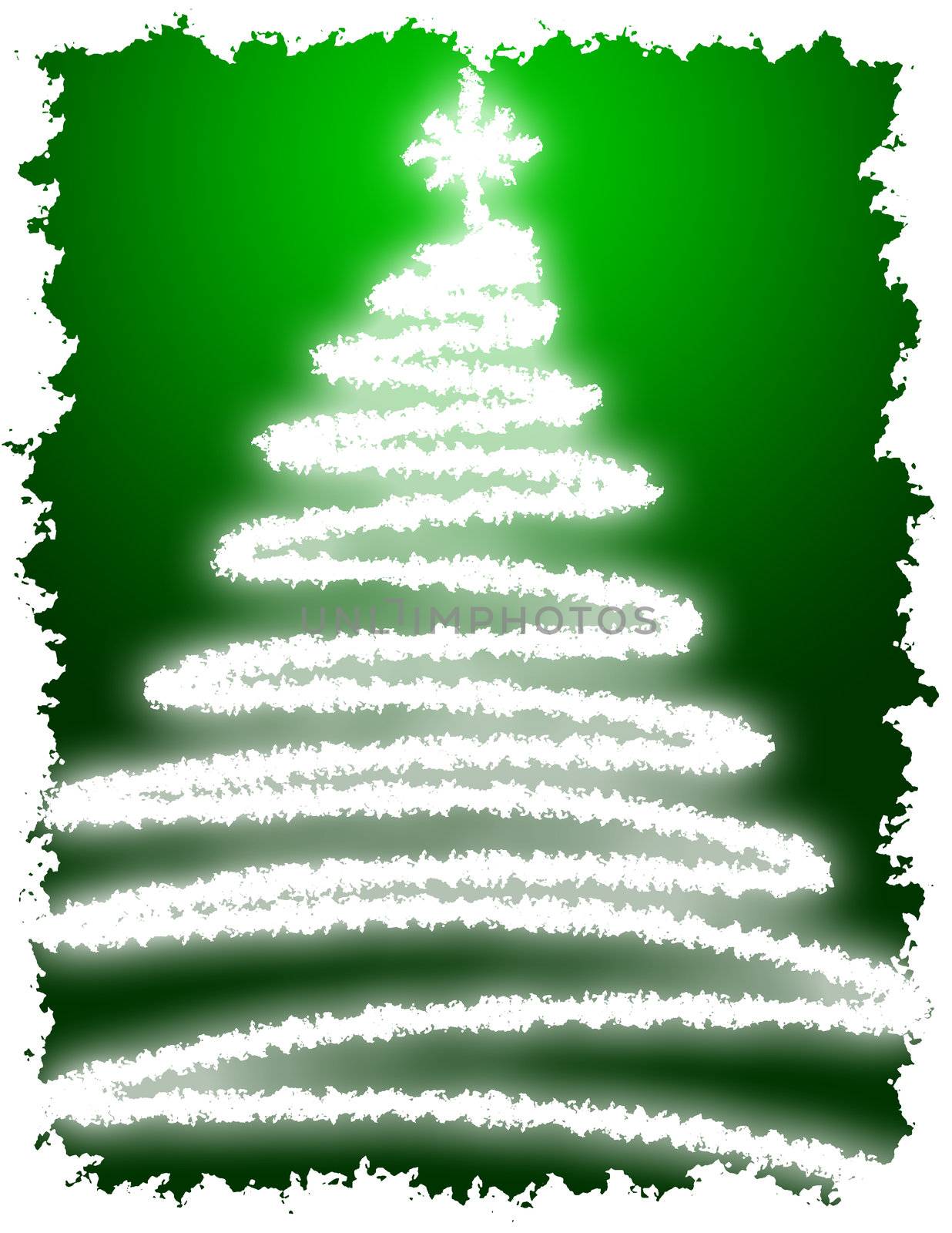 Artistic Christmas Tree with Green Background Gradation