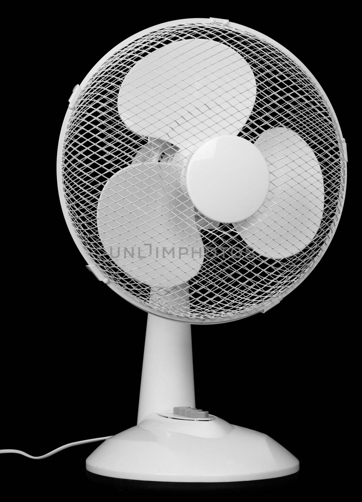 Office white fan isolated on black background