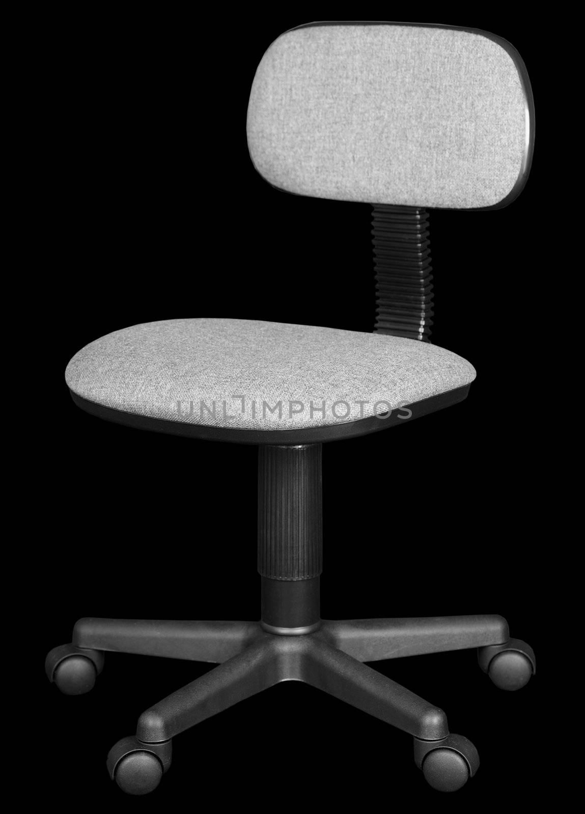 Office plastic chair isolated on black background