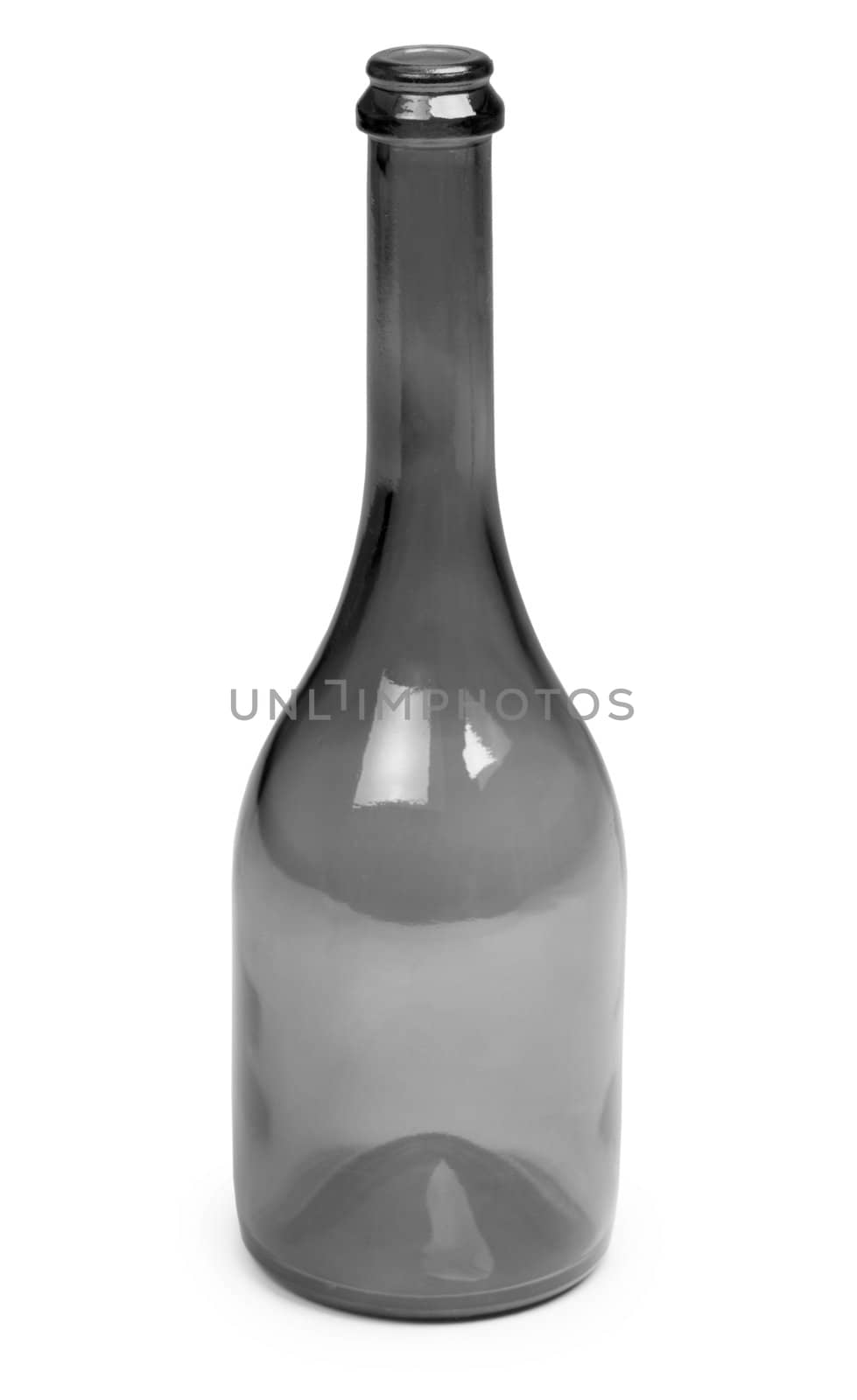 Glass bottle - a symbol of alcoholism, isolated on a white background