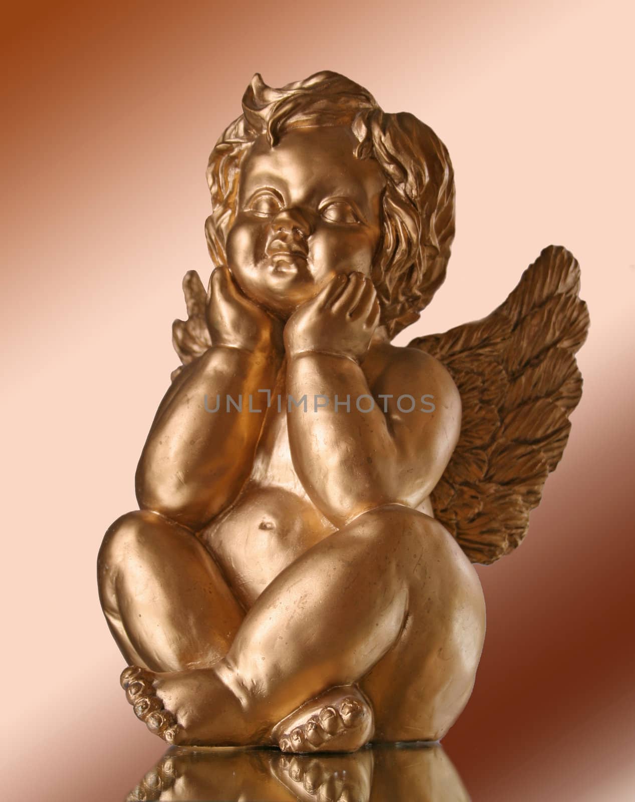 Angel figure on bronze background