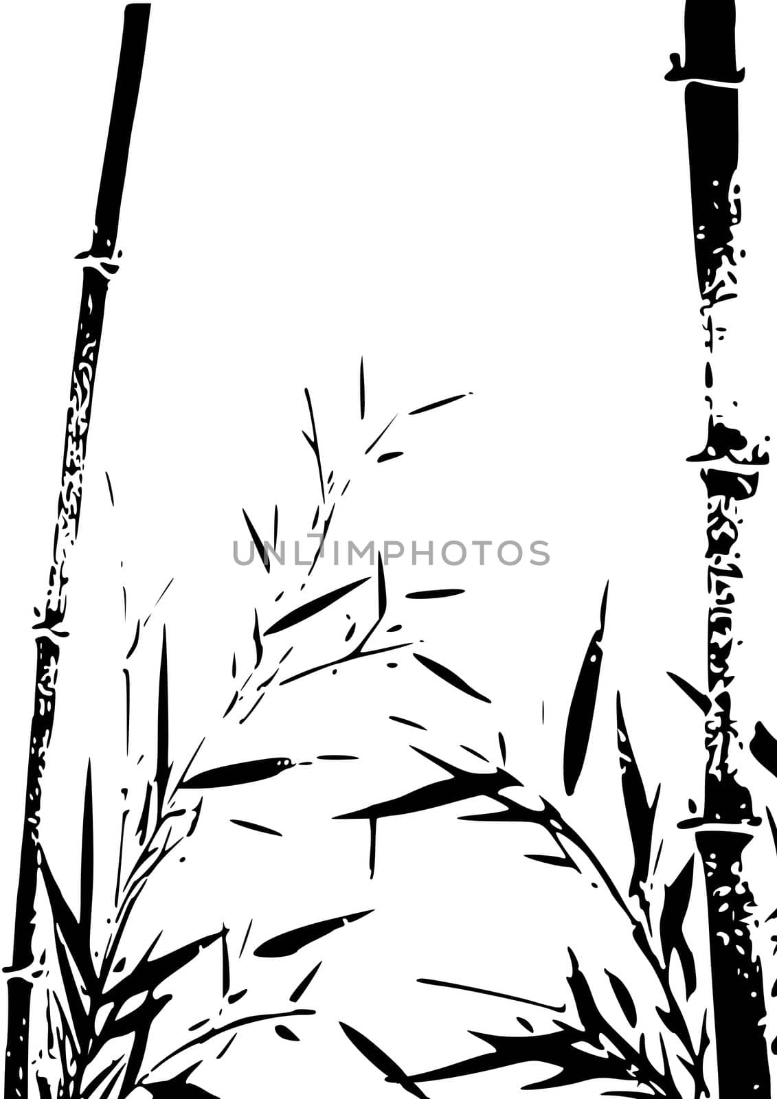 Abstract bamboo silhouette on white background.