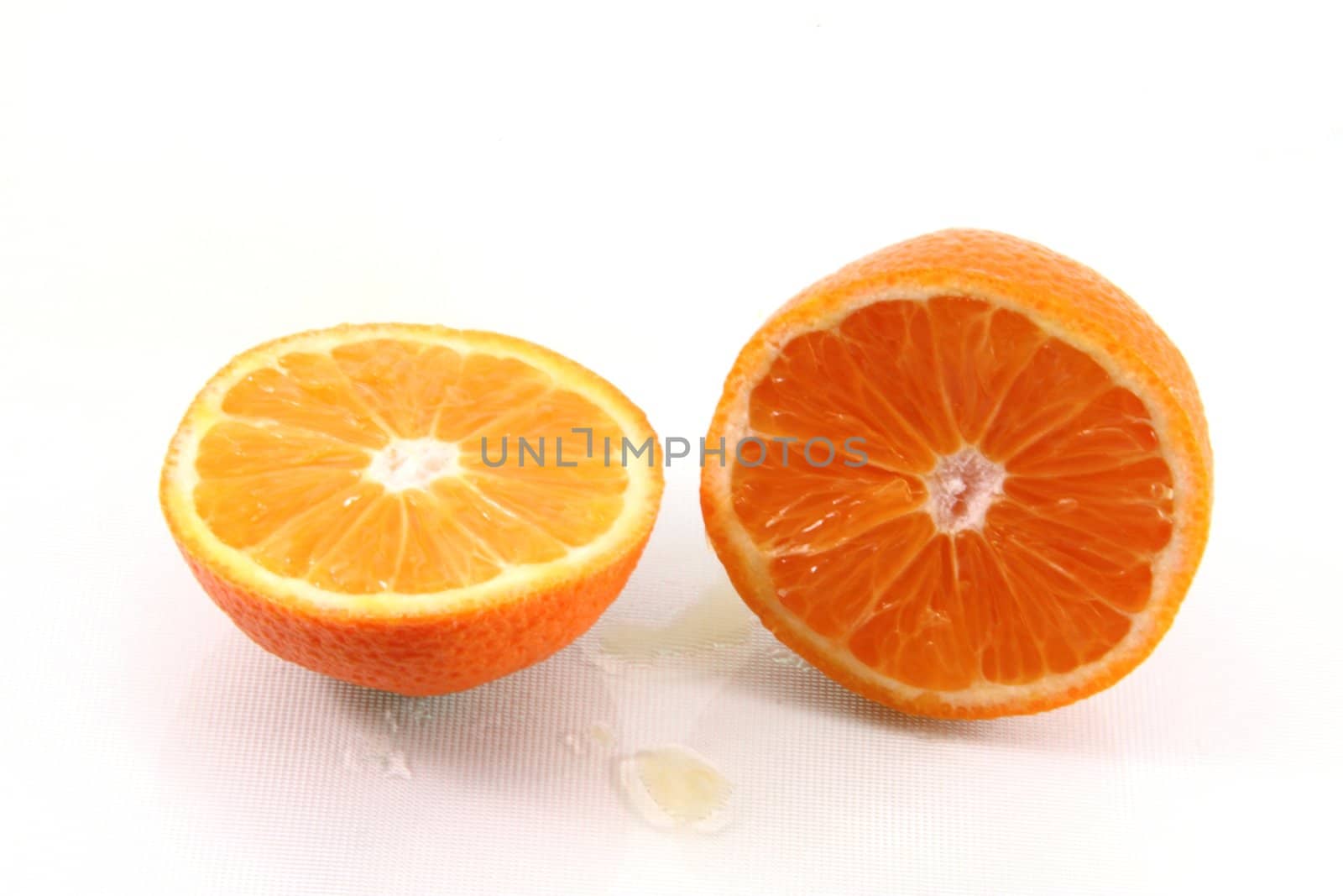 Fresh orange slices isolated on white.
