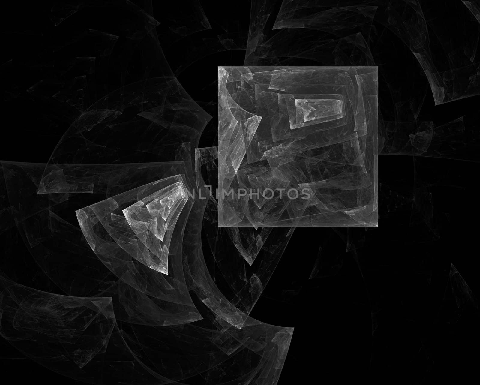 Abstract set of various geometrical figures on a black background