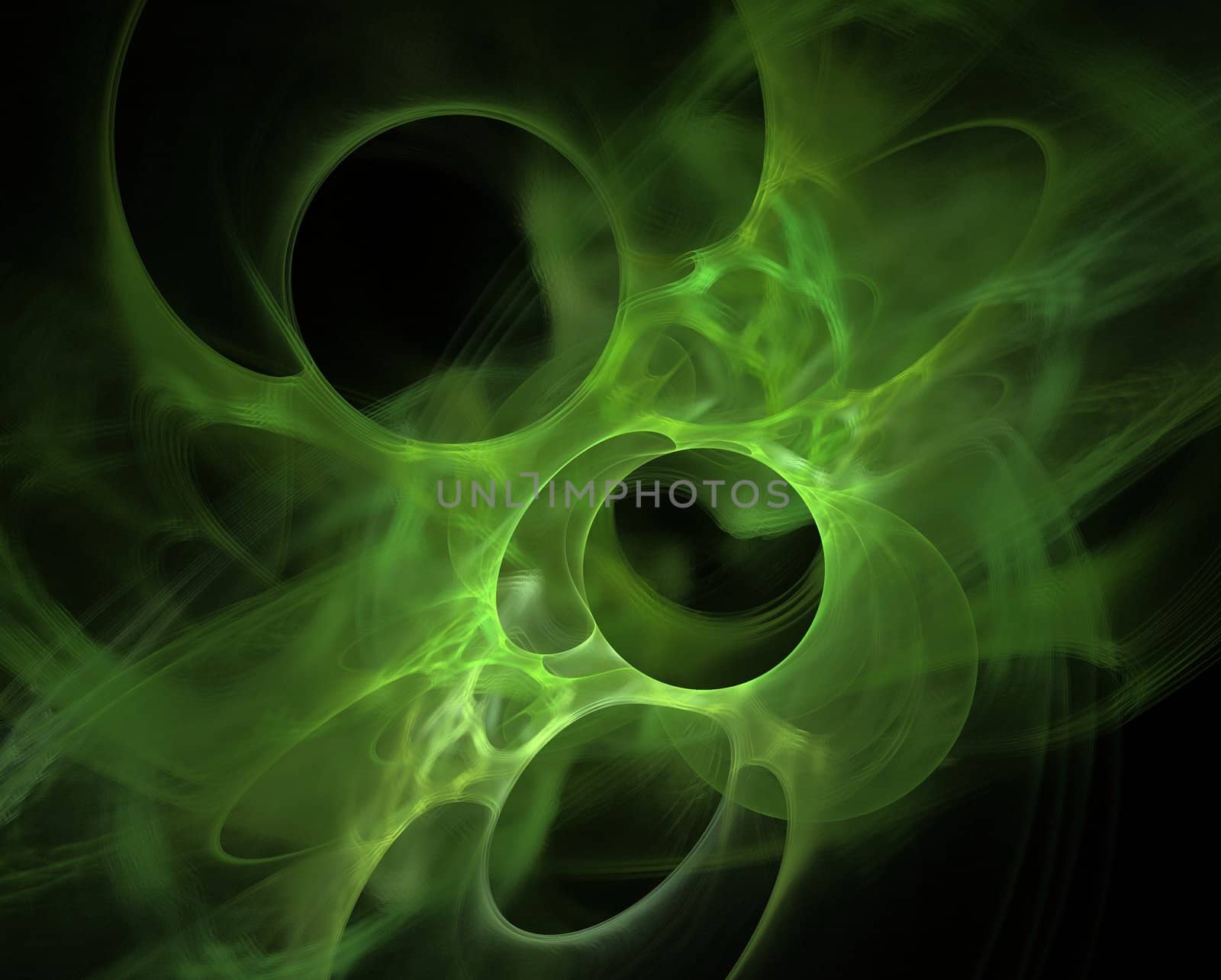 Abstract green holes on a white background