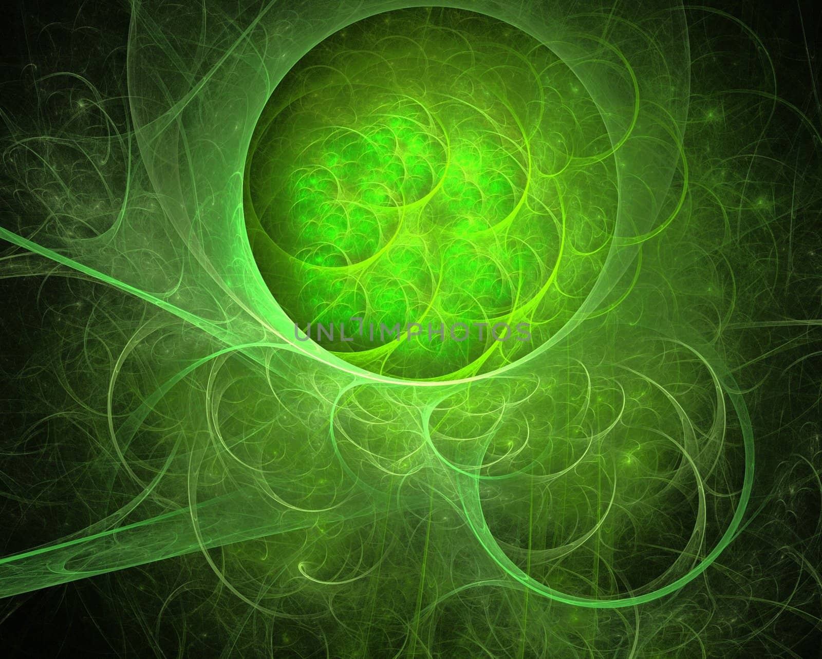 Abstract green background with a lot of various curves