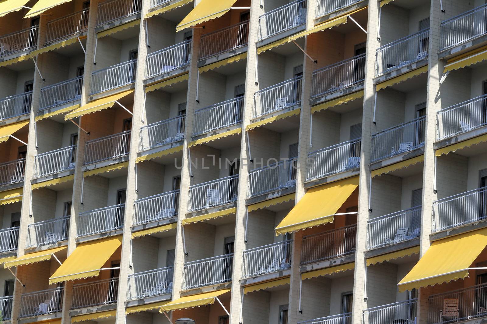 Detail of an hotel with room terraces