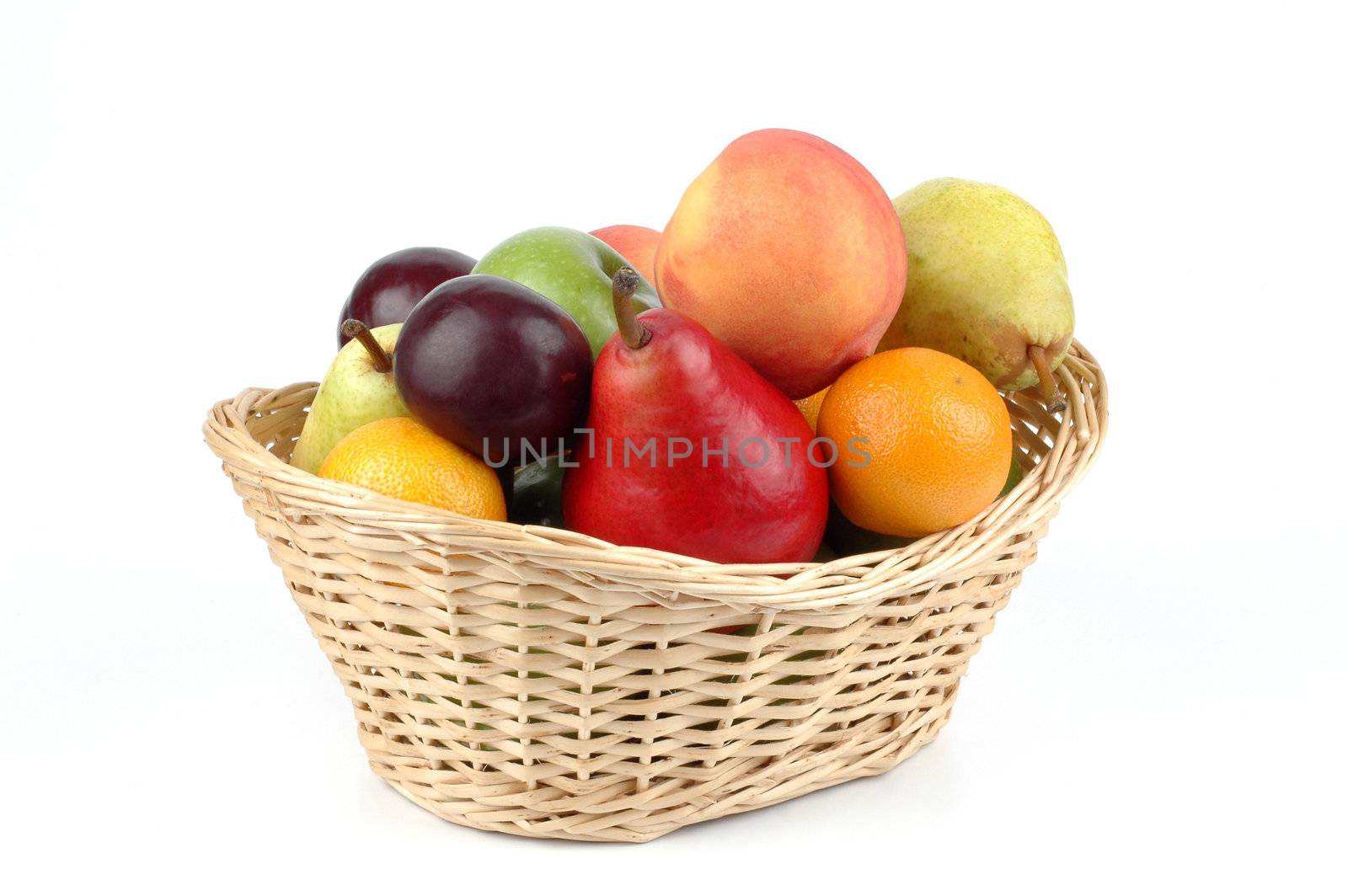 Basket full of fresh ripe fruit.