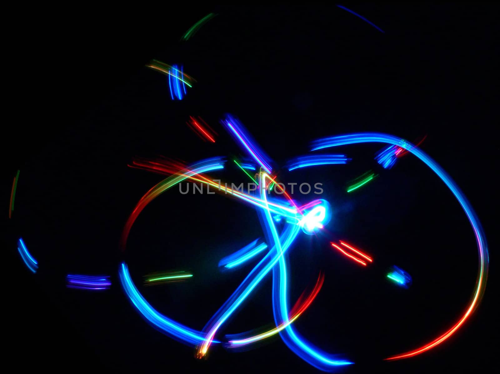 Glowing multicolor trace on black background