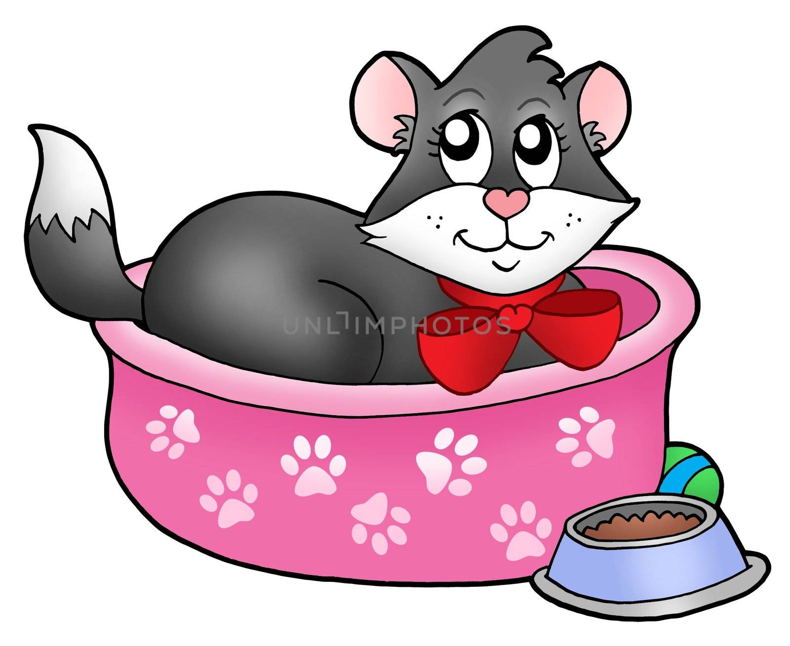 Cute cat in den - color illustration.