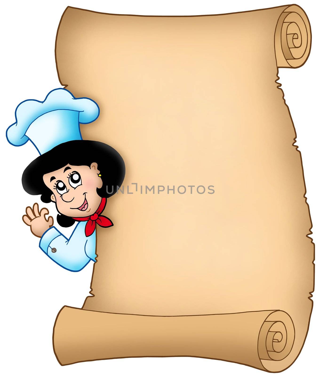 Parchment with lurking woman chef by clairev