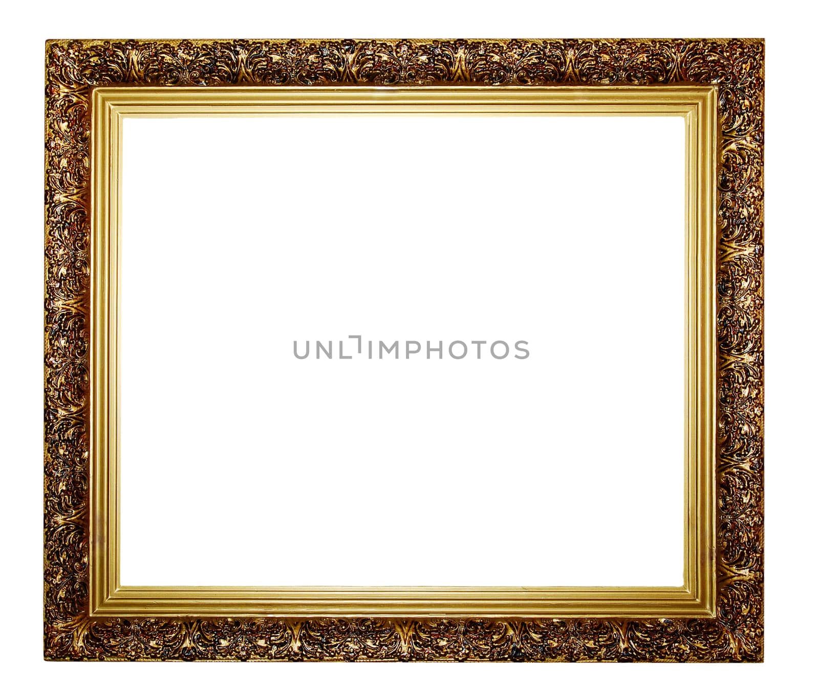 Antique golden wood frame including clipping path