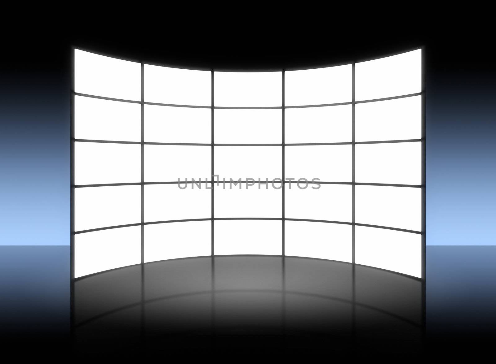 An illustration of a big white TV panel