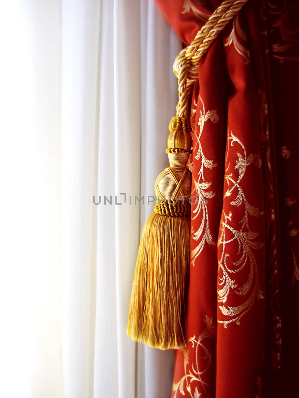 Red luxury curtain with a copy space in the middle