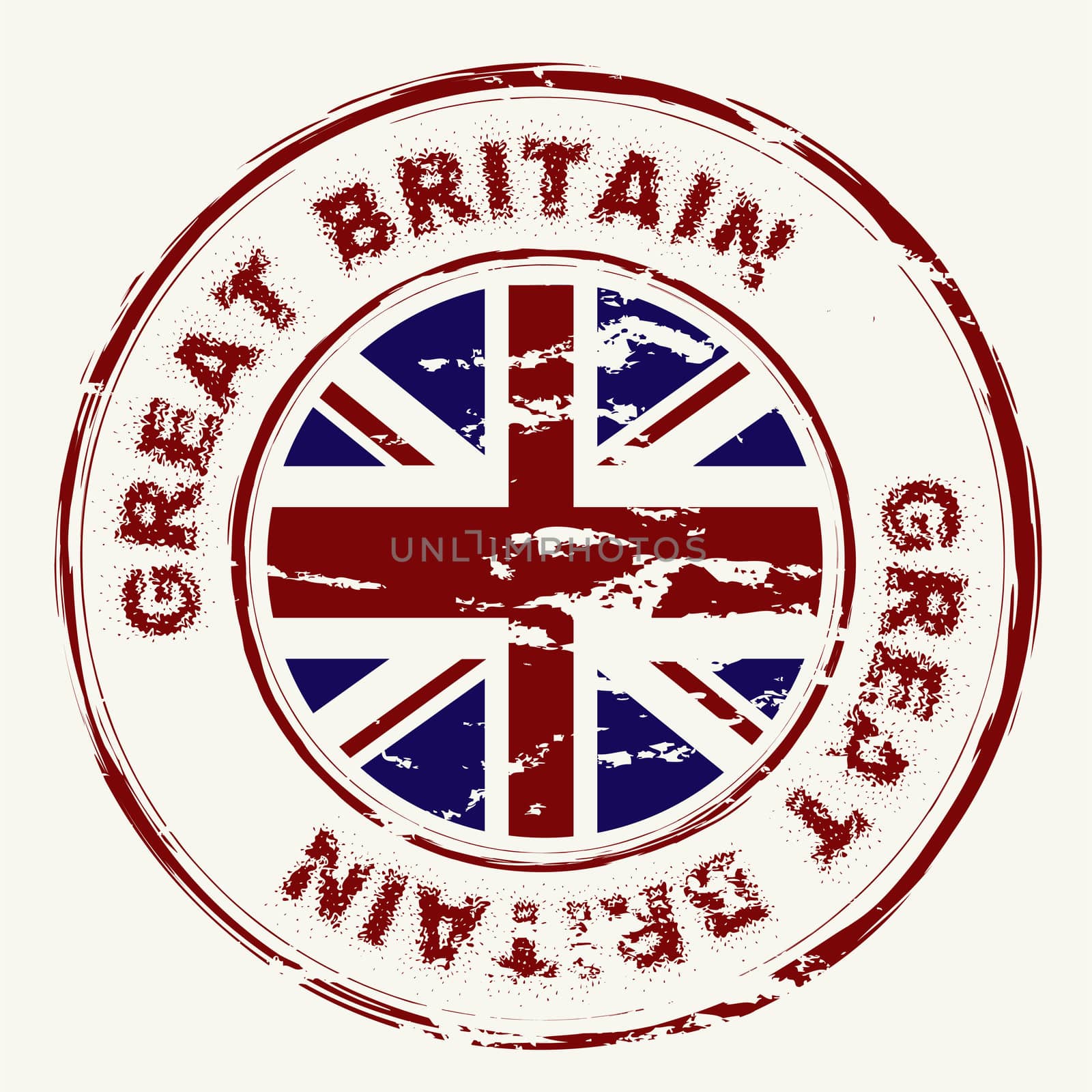 Great britain grunge ink rubber stamp with union flag
