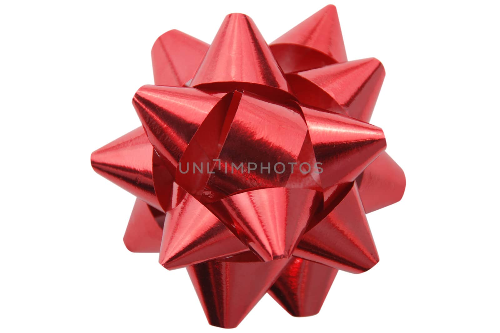Red christmas gift decoration isolated on white. Clipping path included