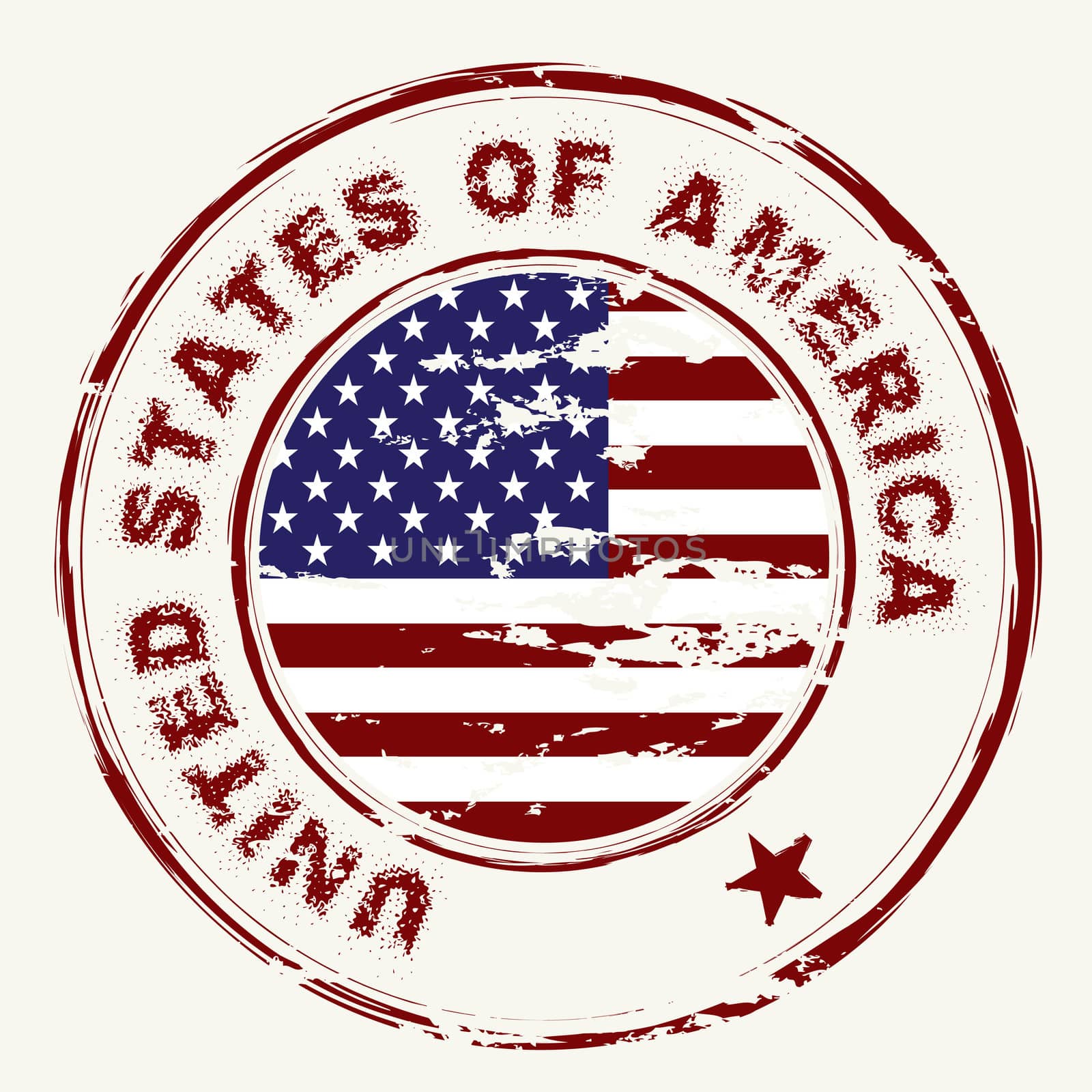grunge american flag with rubber stamp and worn effect