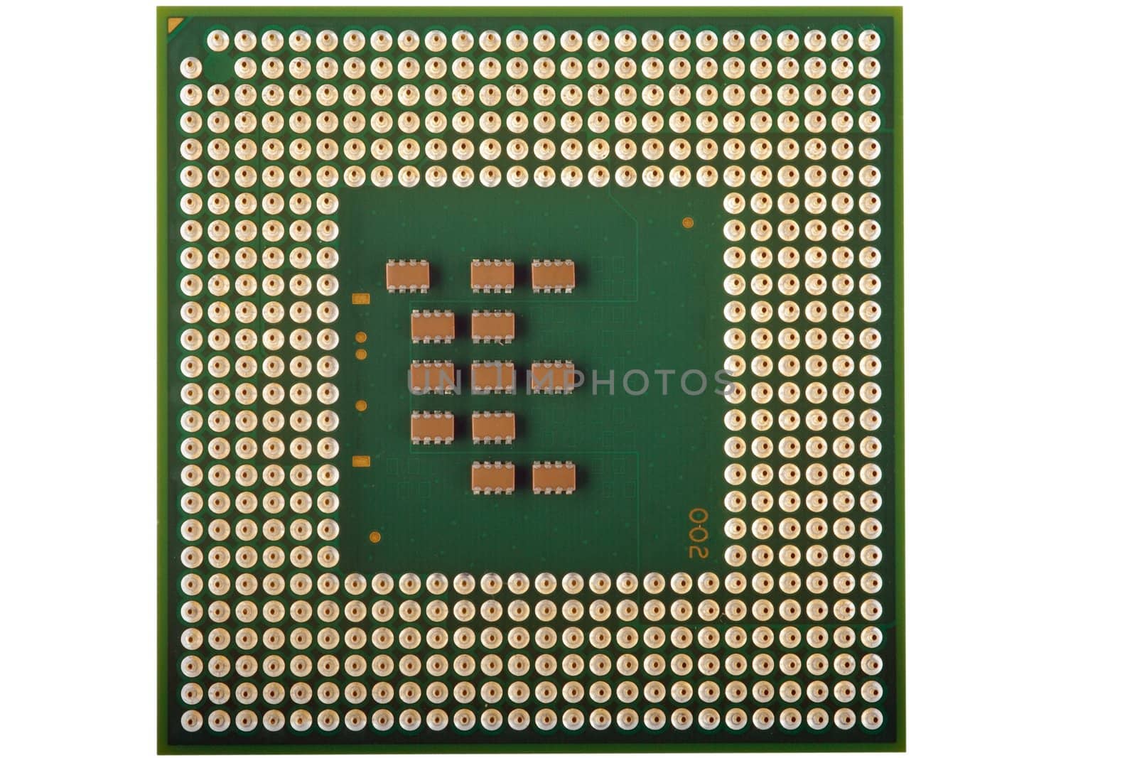 Close up of a CPU processor isolated on white.
