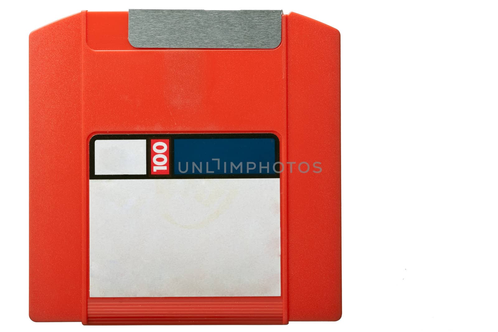 Old zip drive type of disk isolated on white. All logos removed.