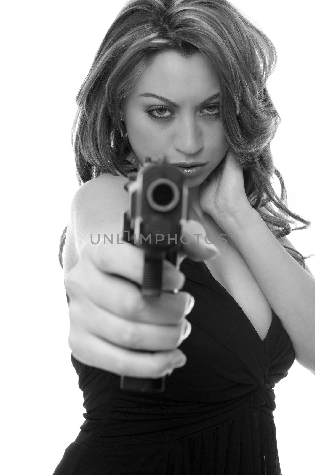 Attractive woman with a gun by PDImages