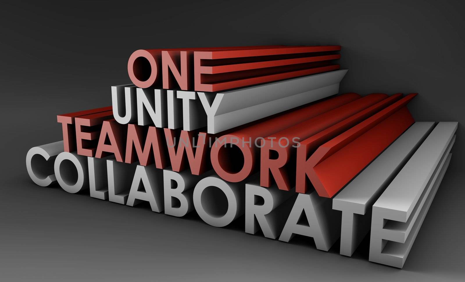 Teamwork Unity and Collaboration in 3d Text