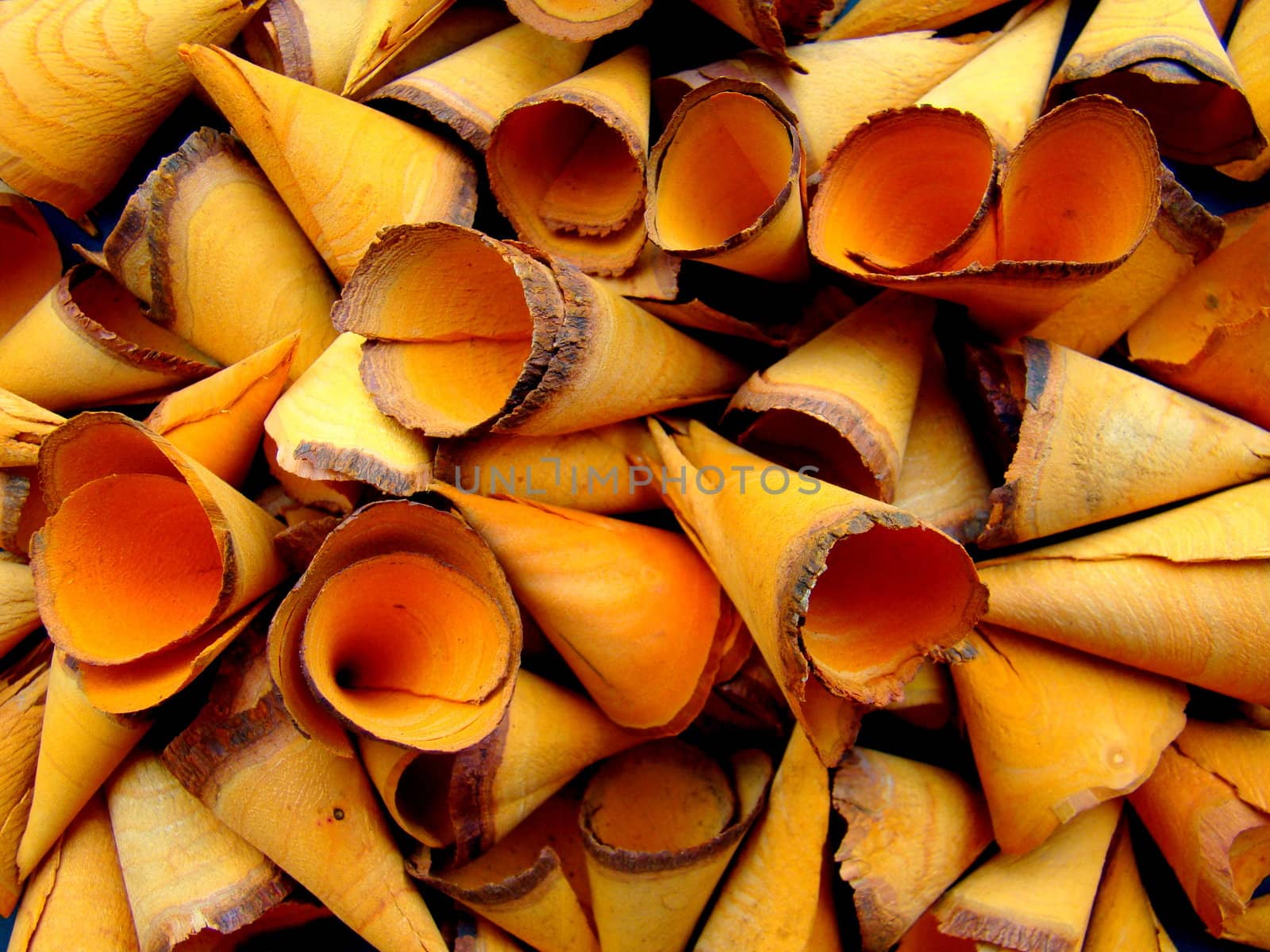 close up of orange wood chips
