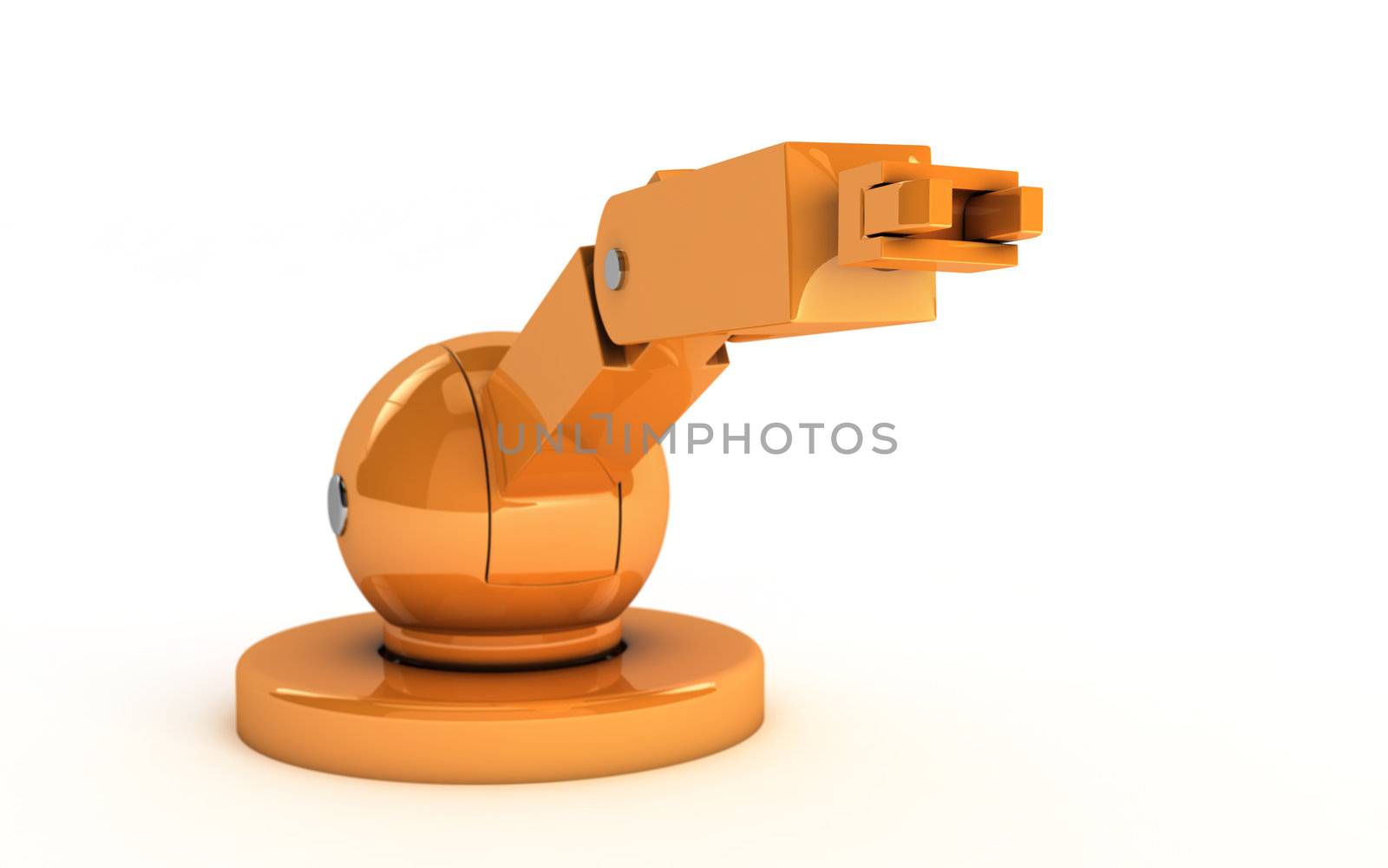 3d illustration of simple robot arm.