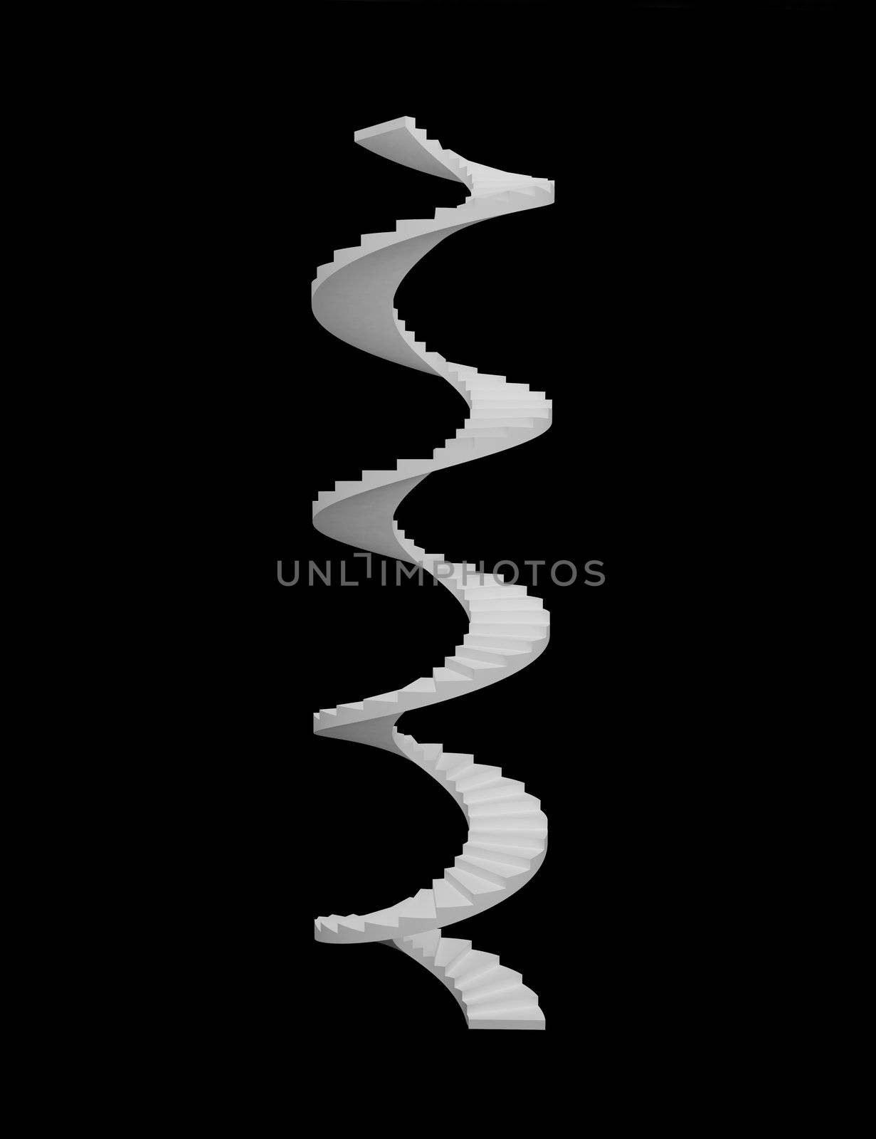 White spiral stair on black background