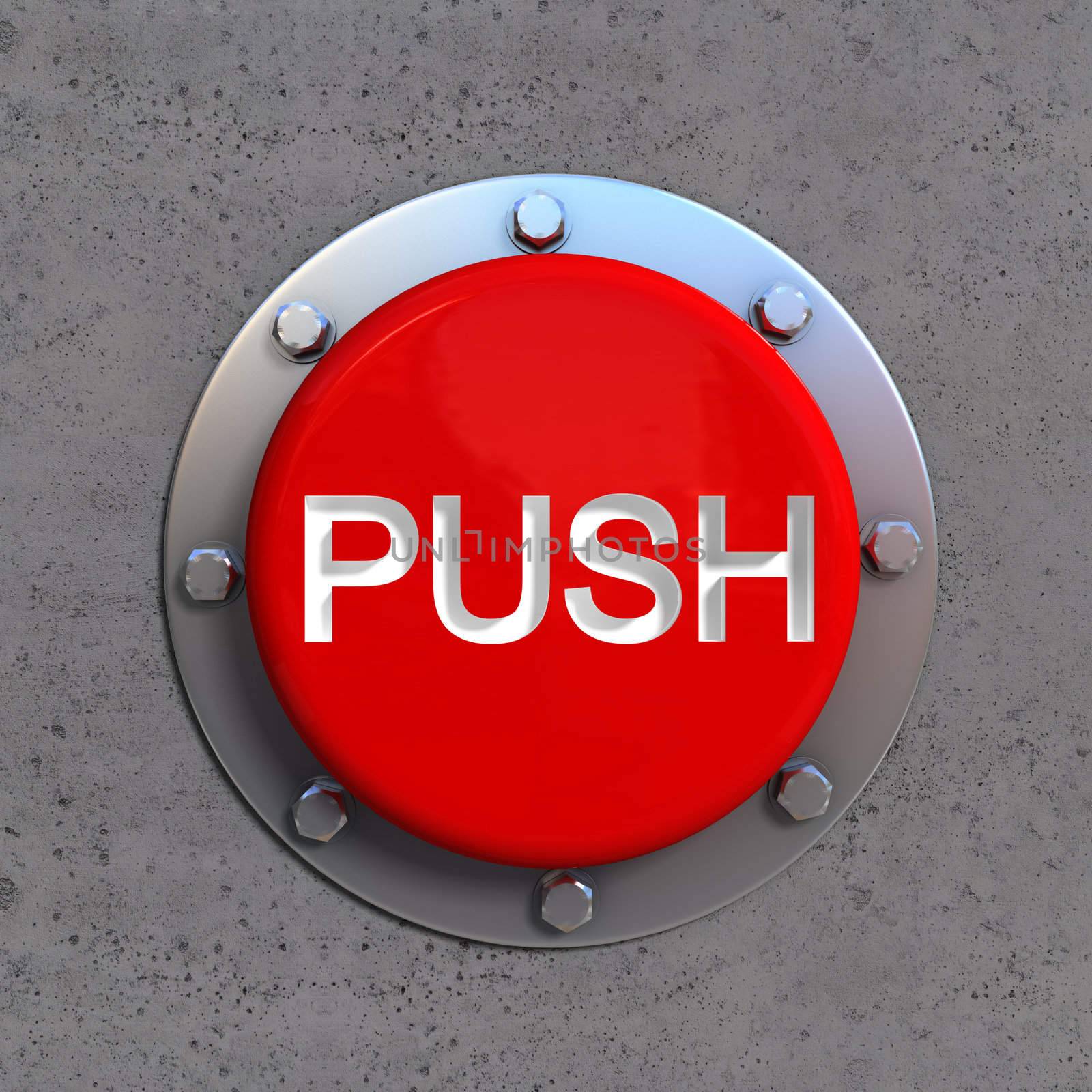 Closeup of red pushbutton