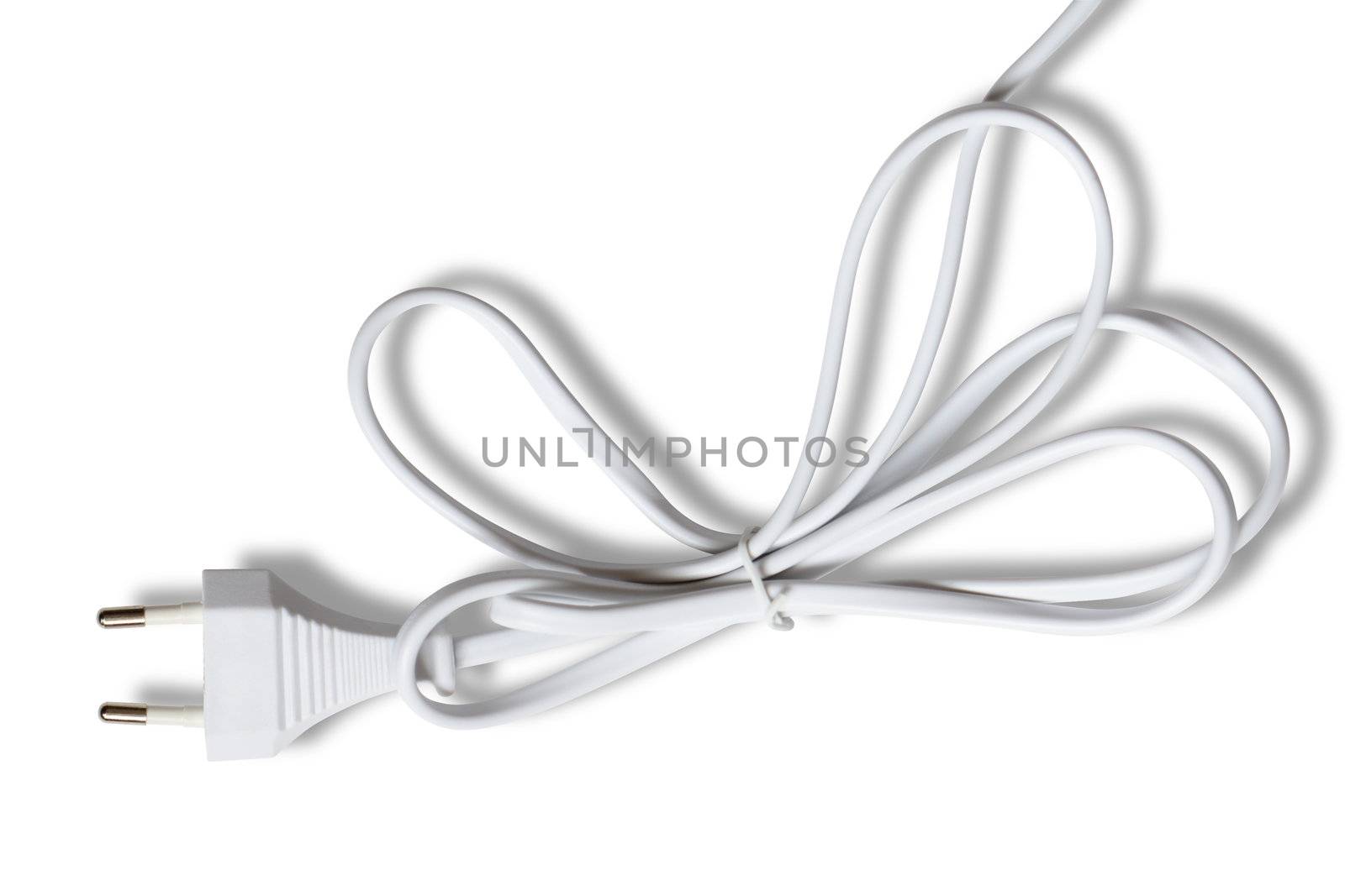 Modern gray electric plug and cable isolated on white background with clipping path