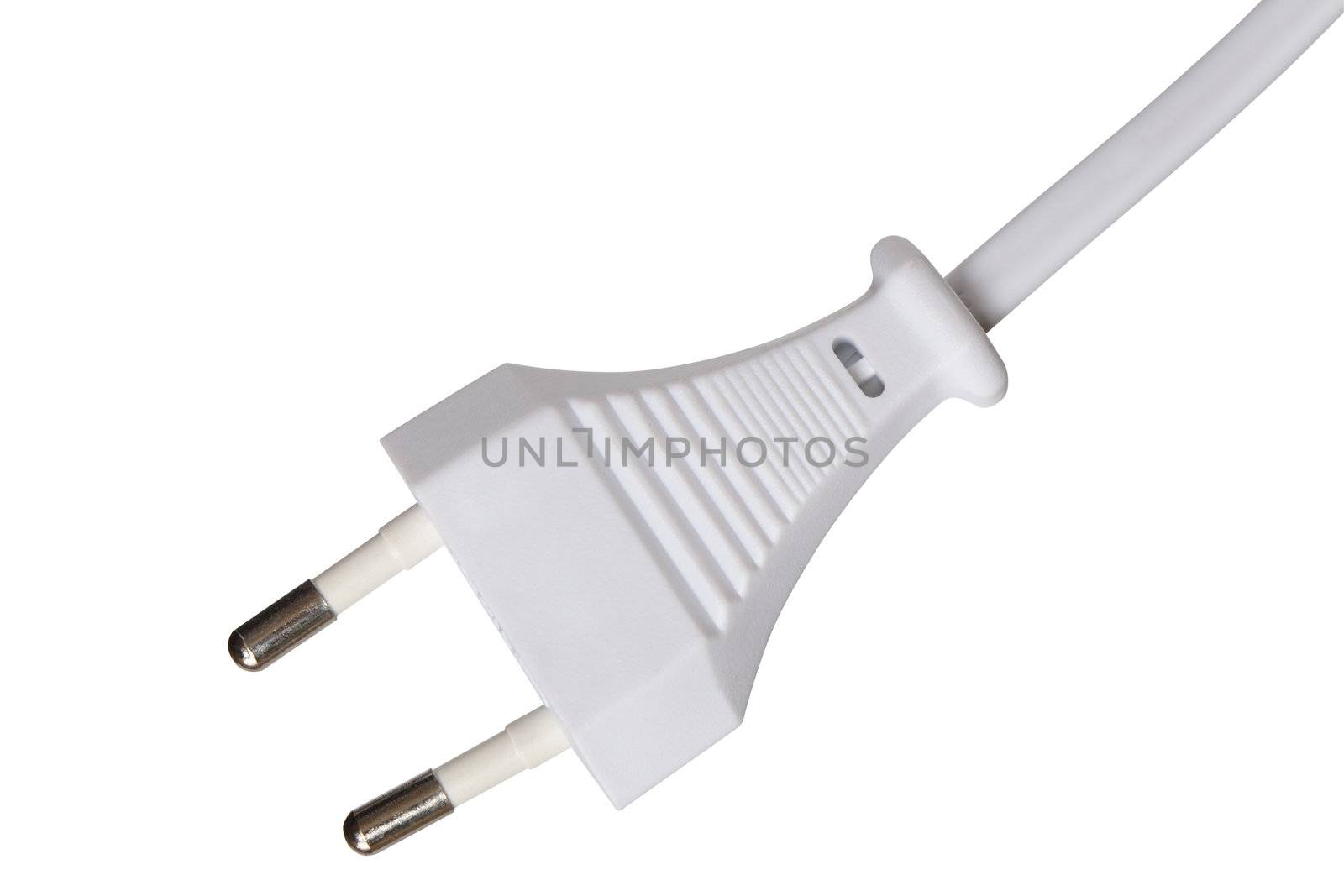 Modern gray electric plug isolated on white background with clipping path