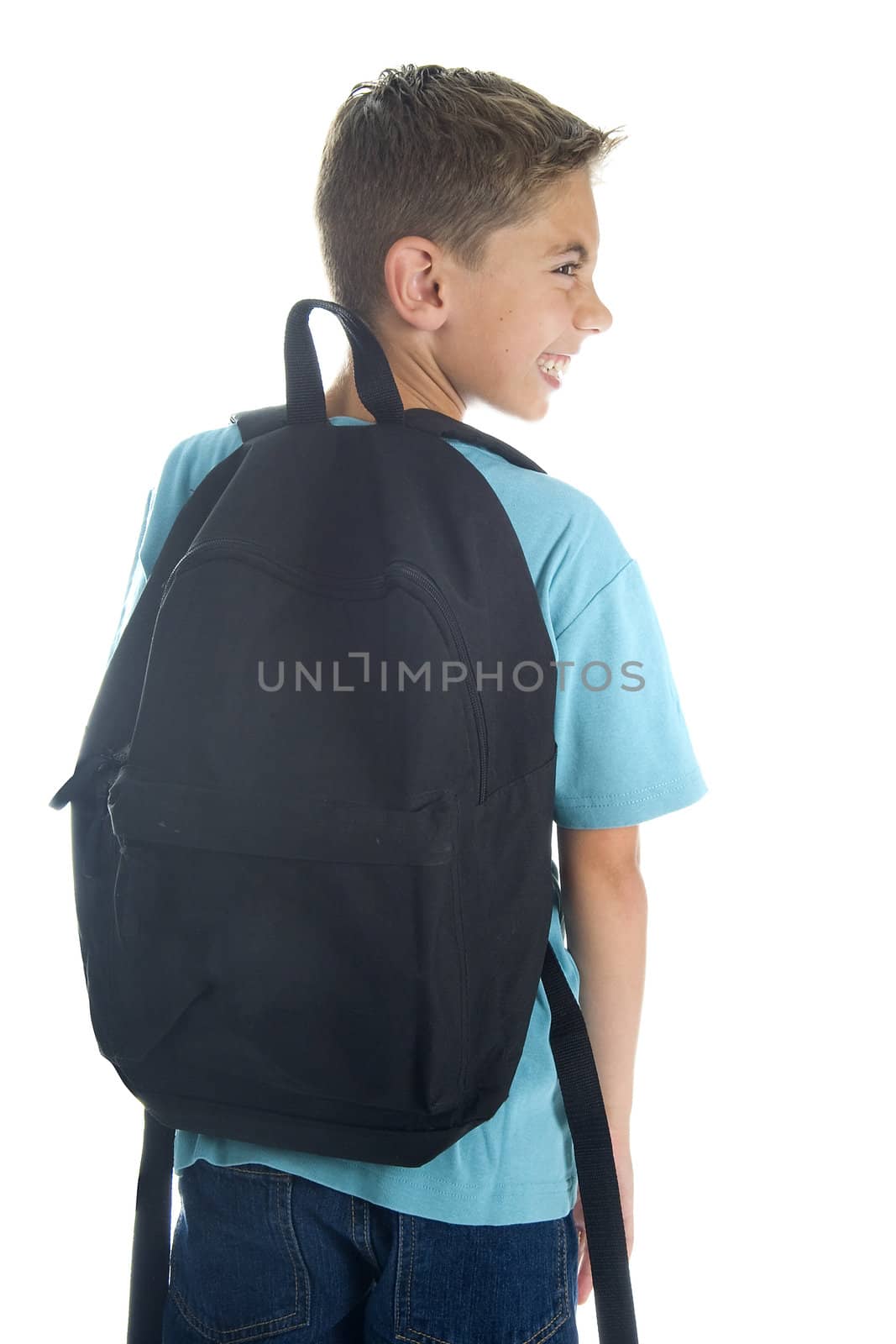 a boy with a rucksack