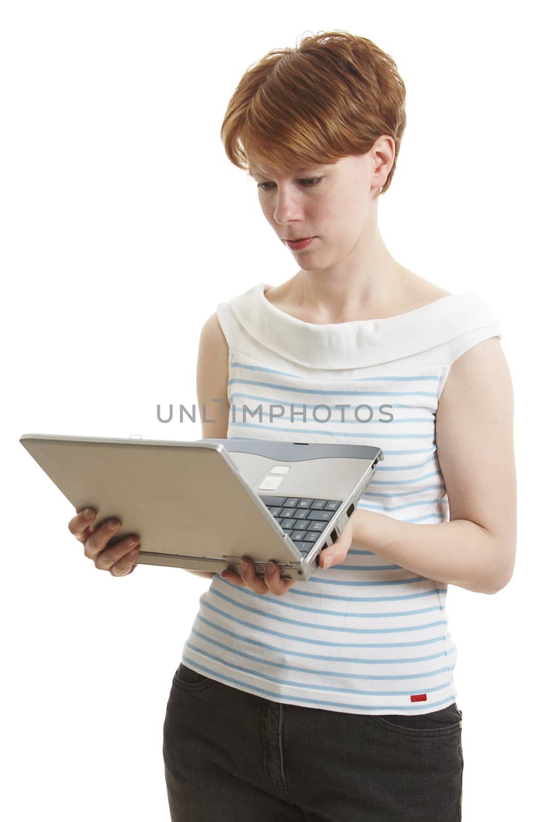 Girl holding a laptop by mjp