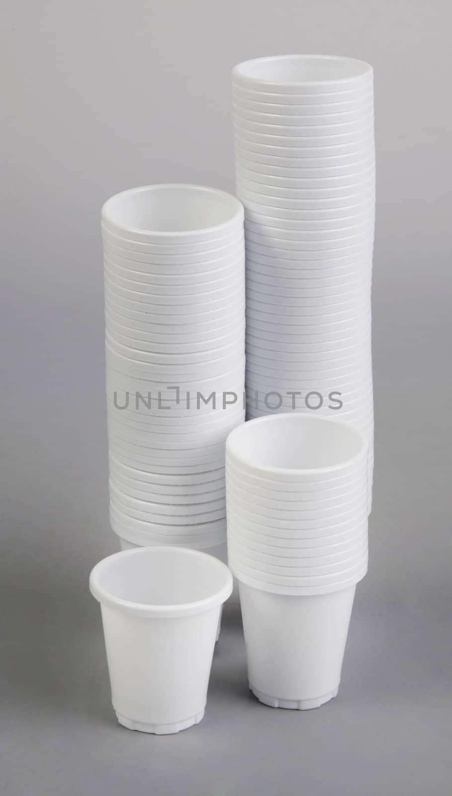 Stacks of plastic cups.