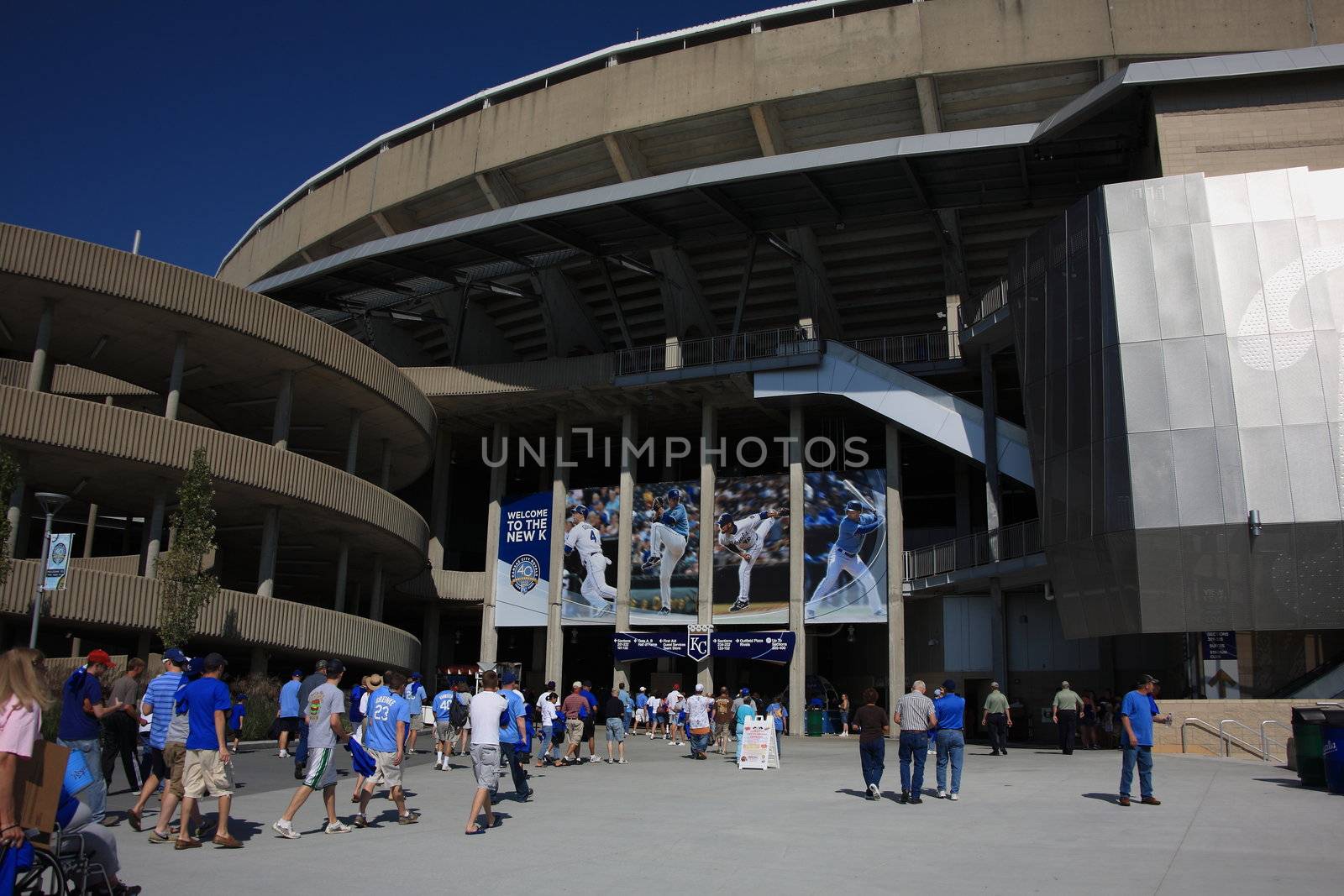 Fans enter the remodeled Royals home ballpark