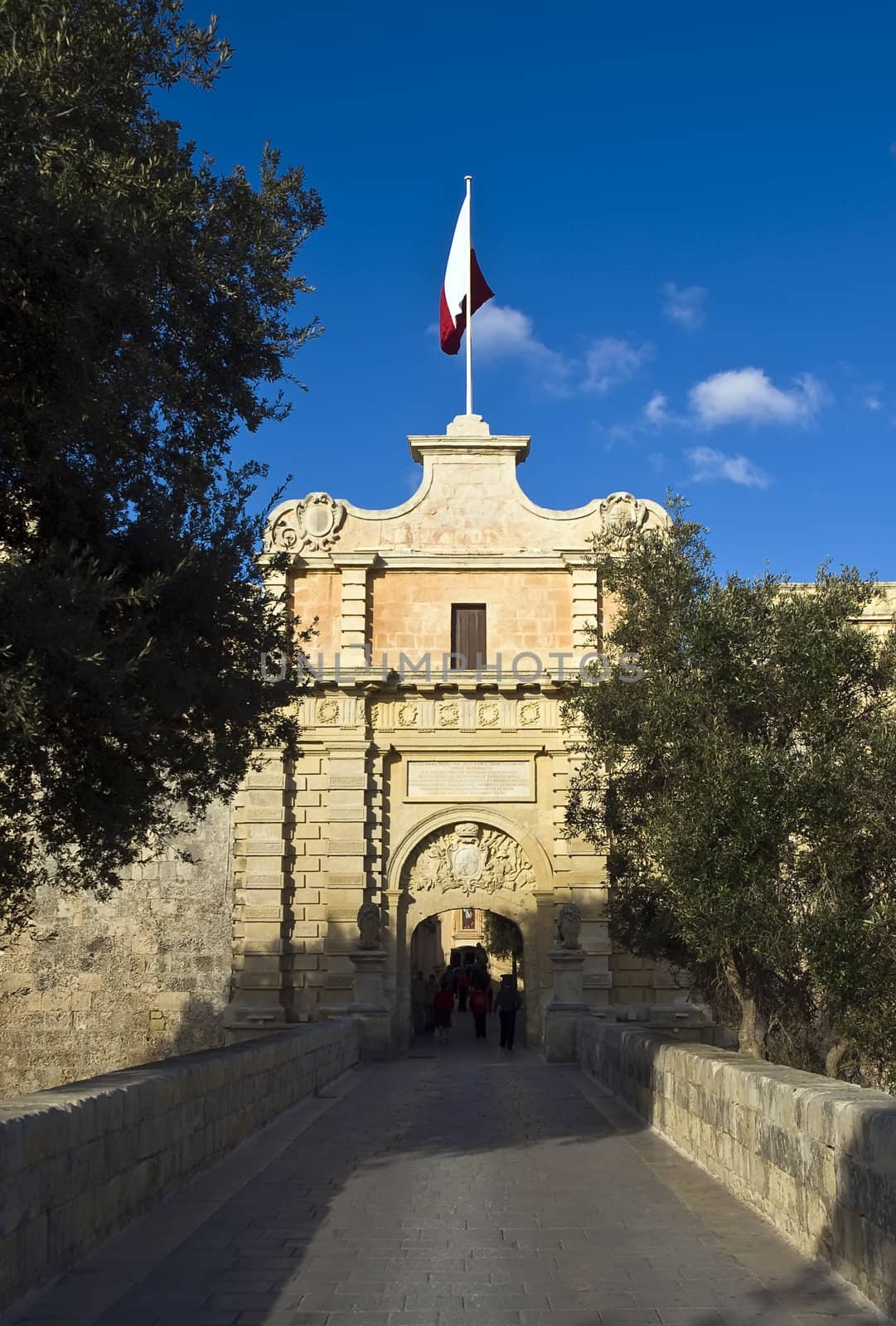The medieval gateway to the silent city of Mdina in Malta
