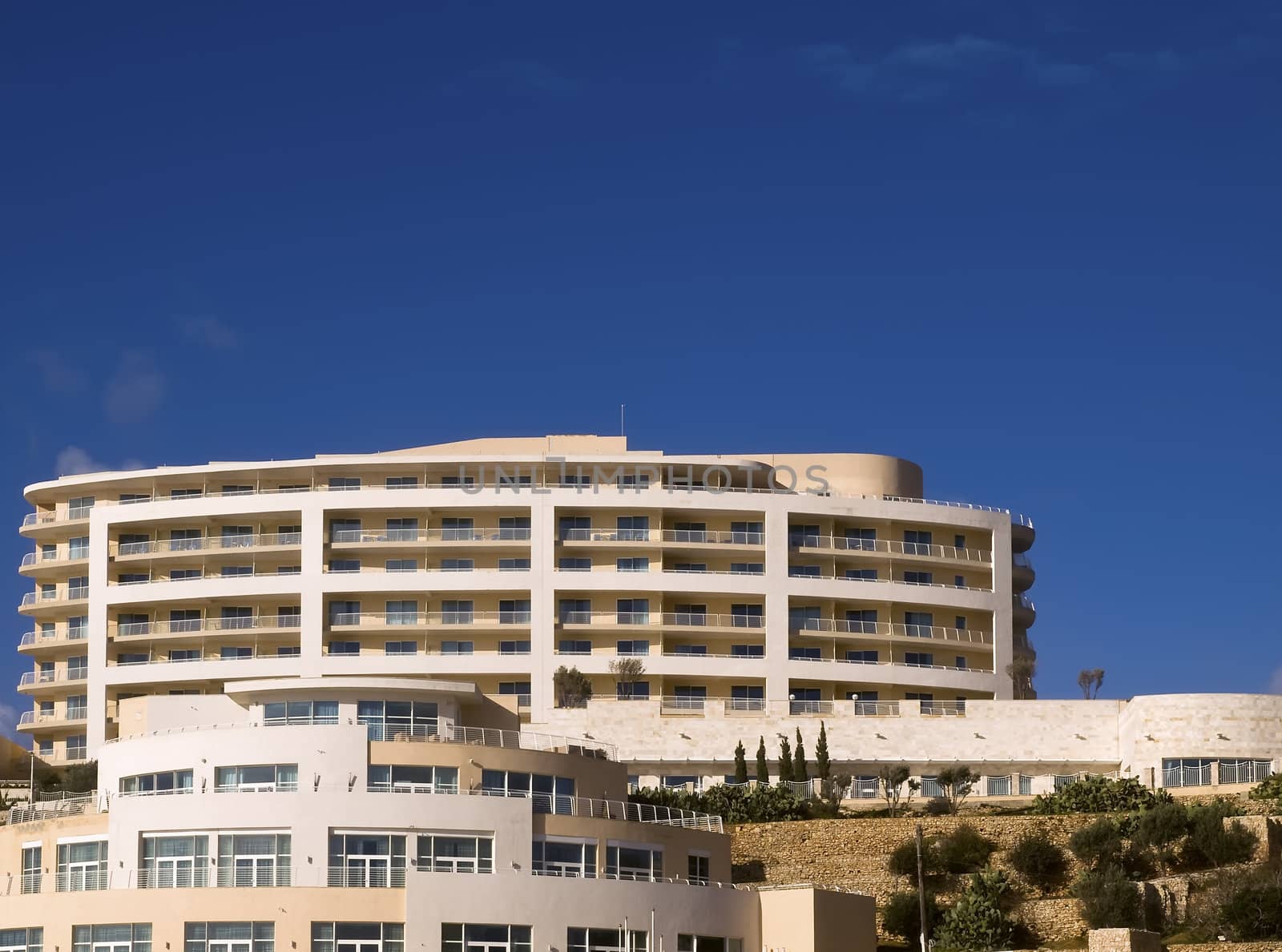 Modern Mediterranean architecture of a tourist resort in Malta