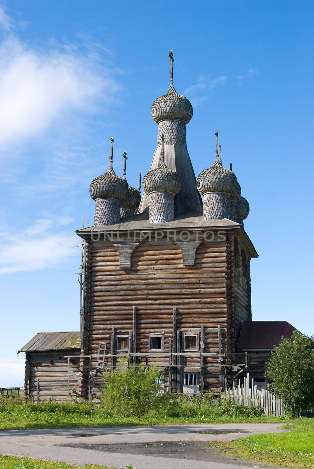 The Traditions of the russian north.The Old-time wooden church. Ancient architecture