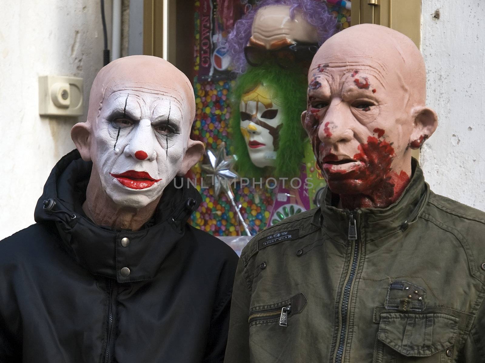 Two masked men during the International Carnival of Malta