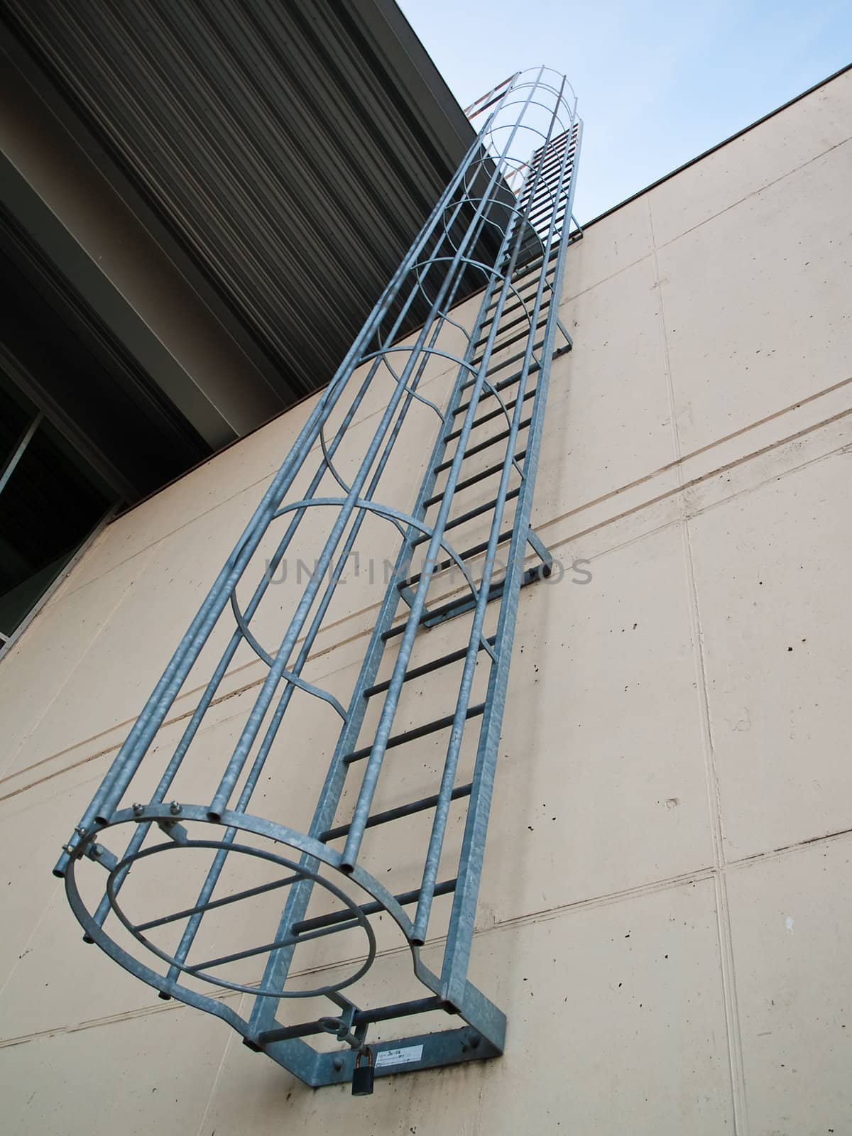 Fire emergency escape ladder on a building vertical angle