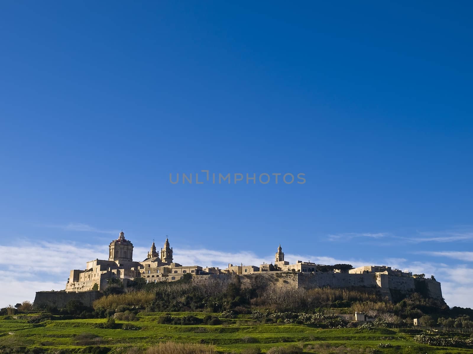 The imposing citadel or fortress city of Mdina in Malta