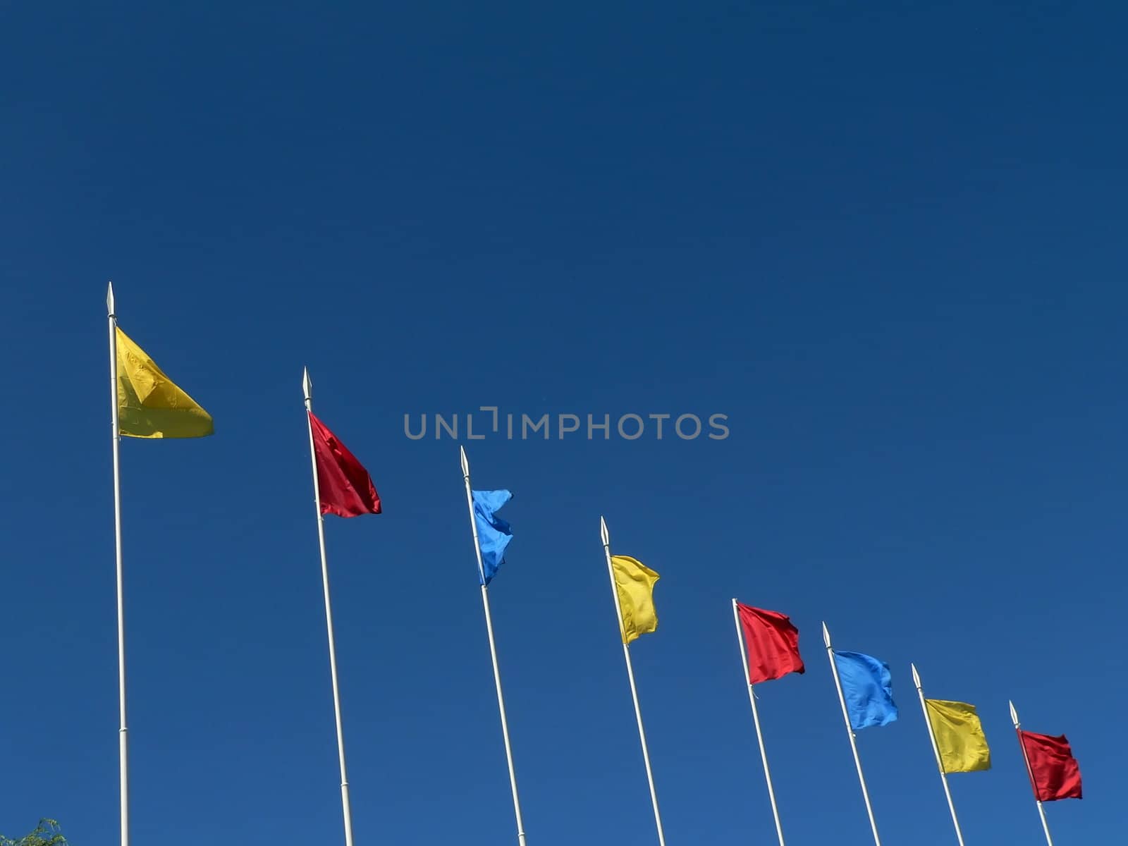 Flags on sky background