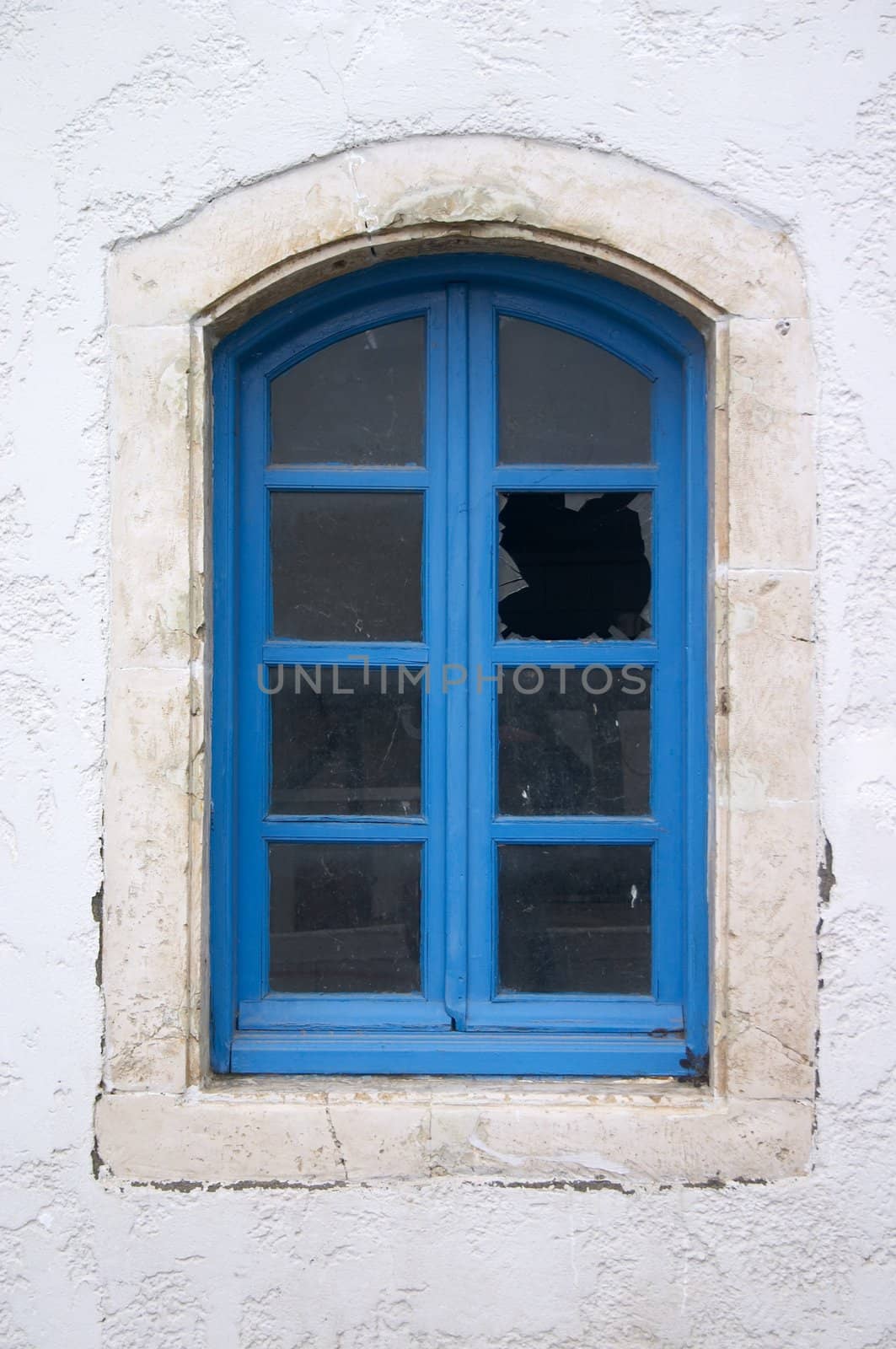broken window in old house