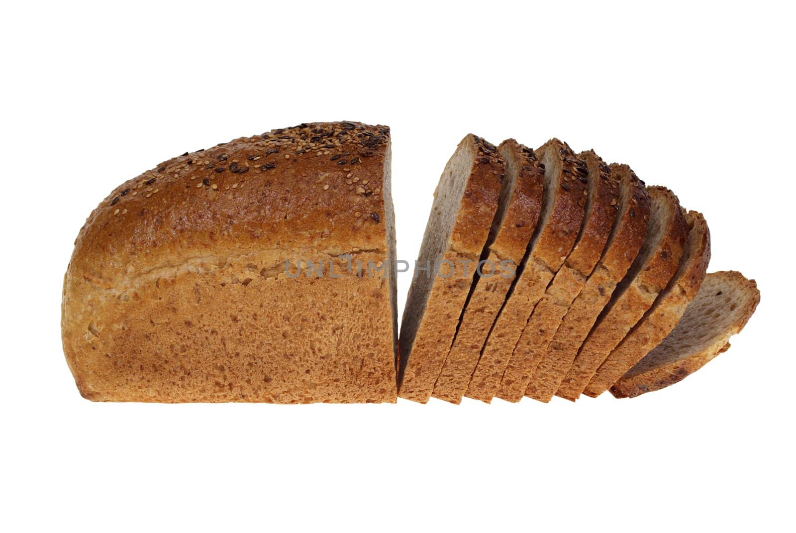 half of bread and slice of bread isolated on white background