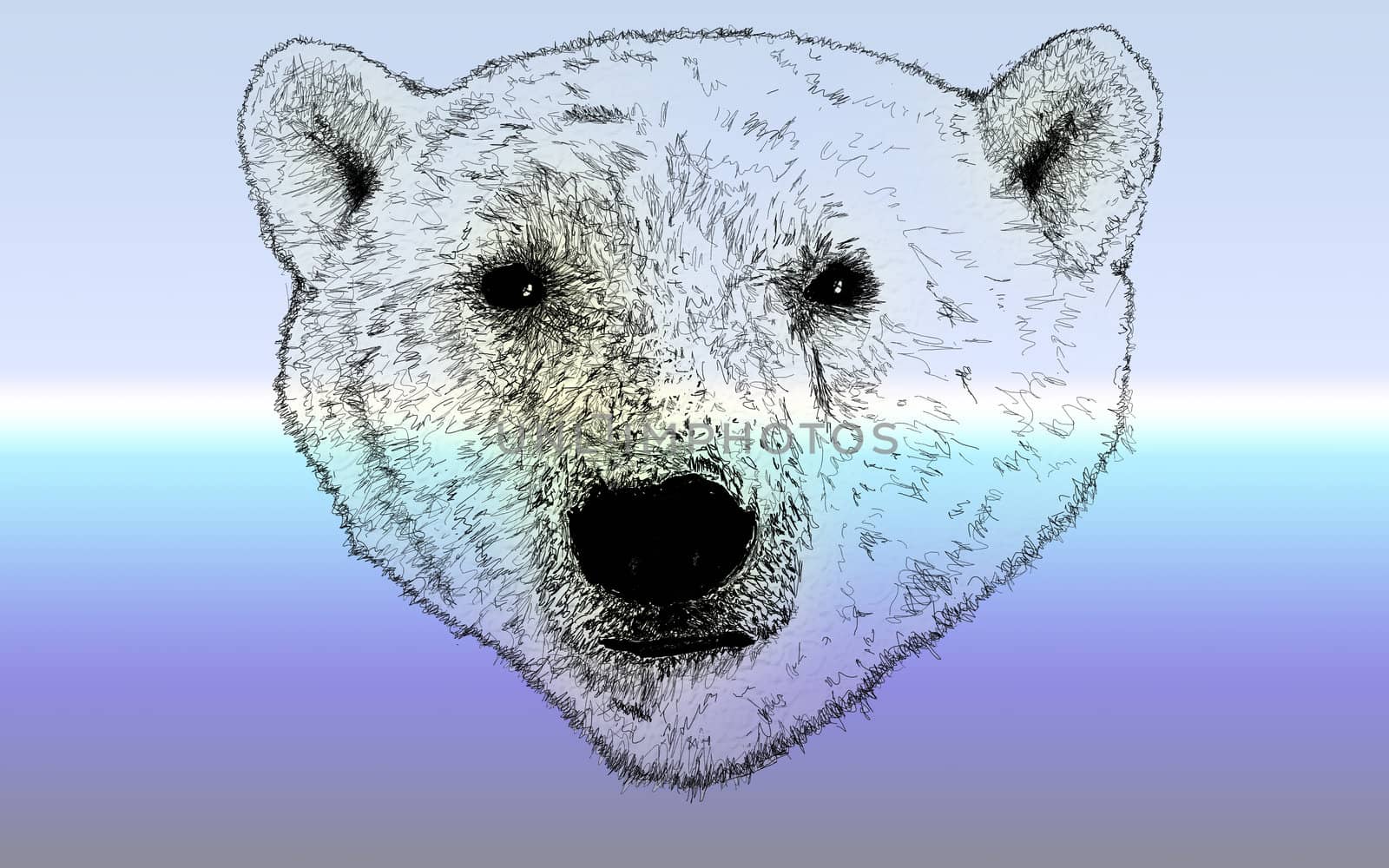 Head of Polar Bear Illustration on Smooth Gradient Background
