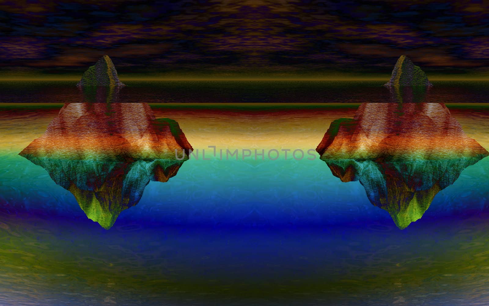 2 Abstract Floating Icebergs Psychedelic