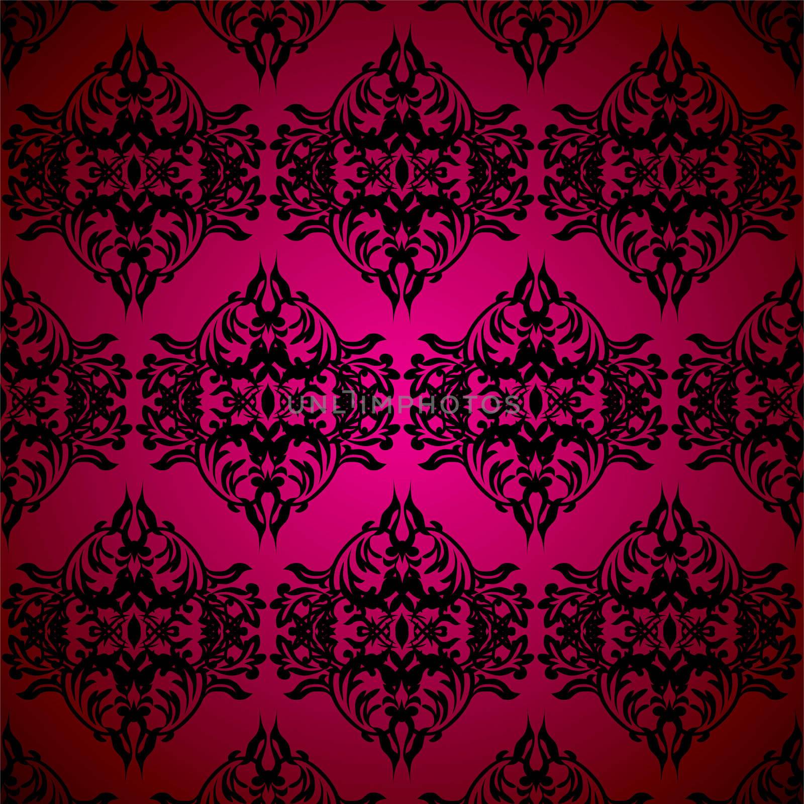 Red and black gothic seamless repeating background illustration