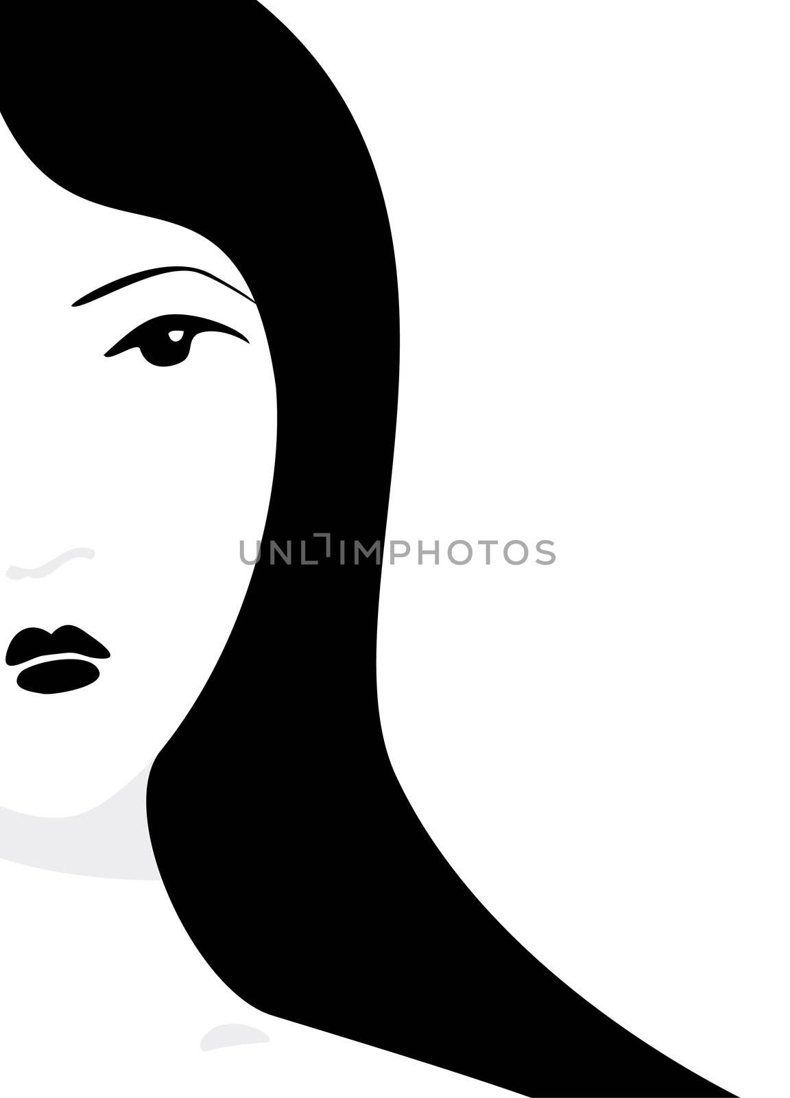 Face of women on white background