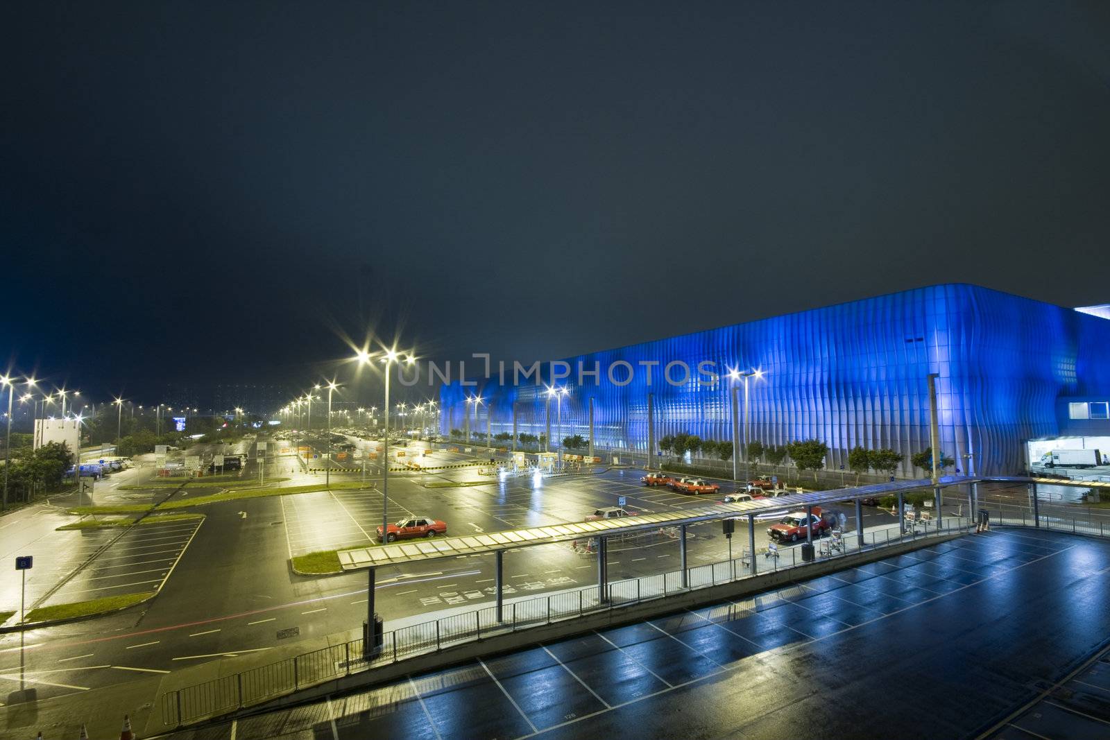 Compressed view of parked cars in car park 

